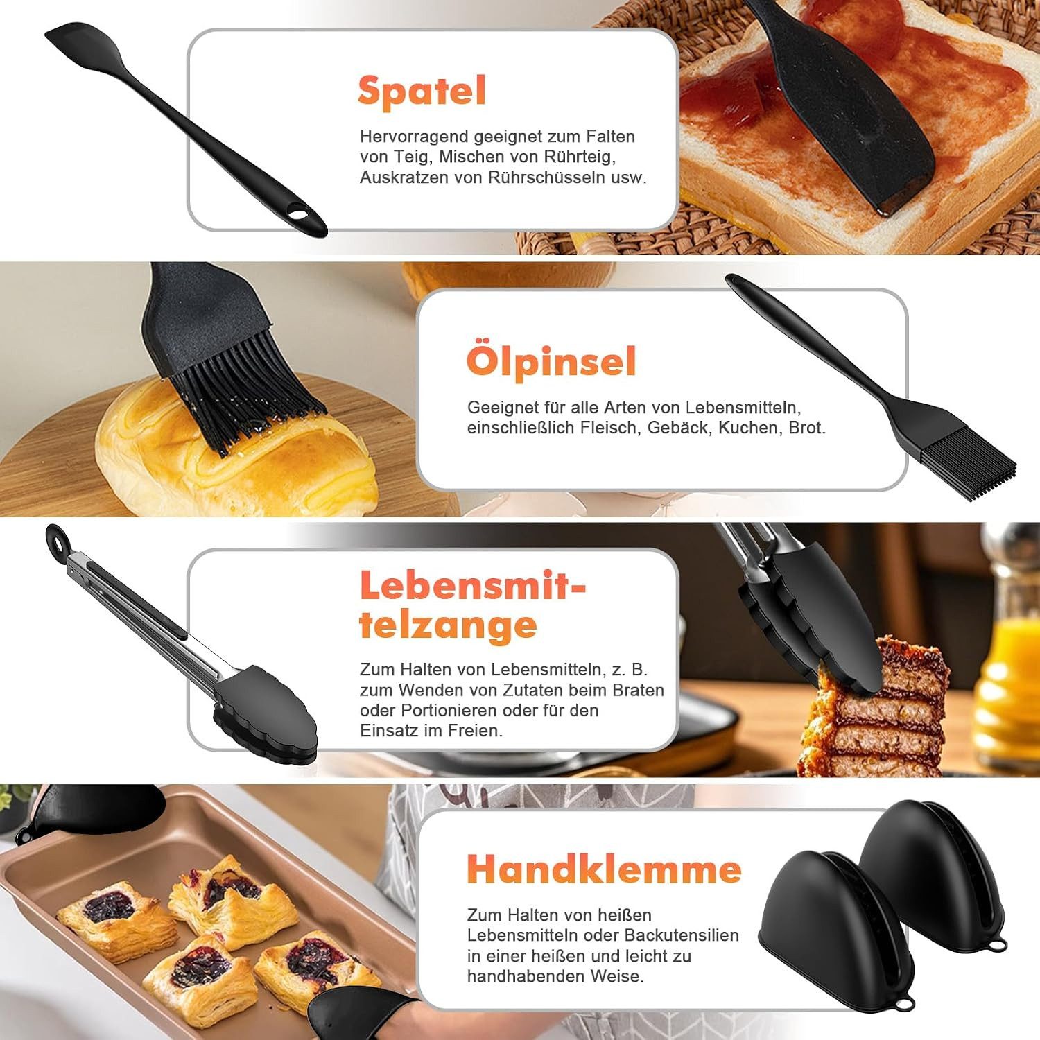 Vernatti Backform 18-tlg. Heißluftfritteusen-Zubehör Set für 7,6–9,5 l Airfryer, (8-teiliges Zubehörset für Heißluftfritteusen zum Backen und Grillen 18-tlg), 1 – Bild 3 von 5