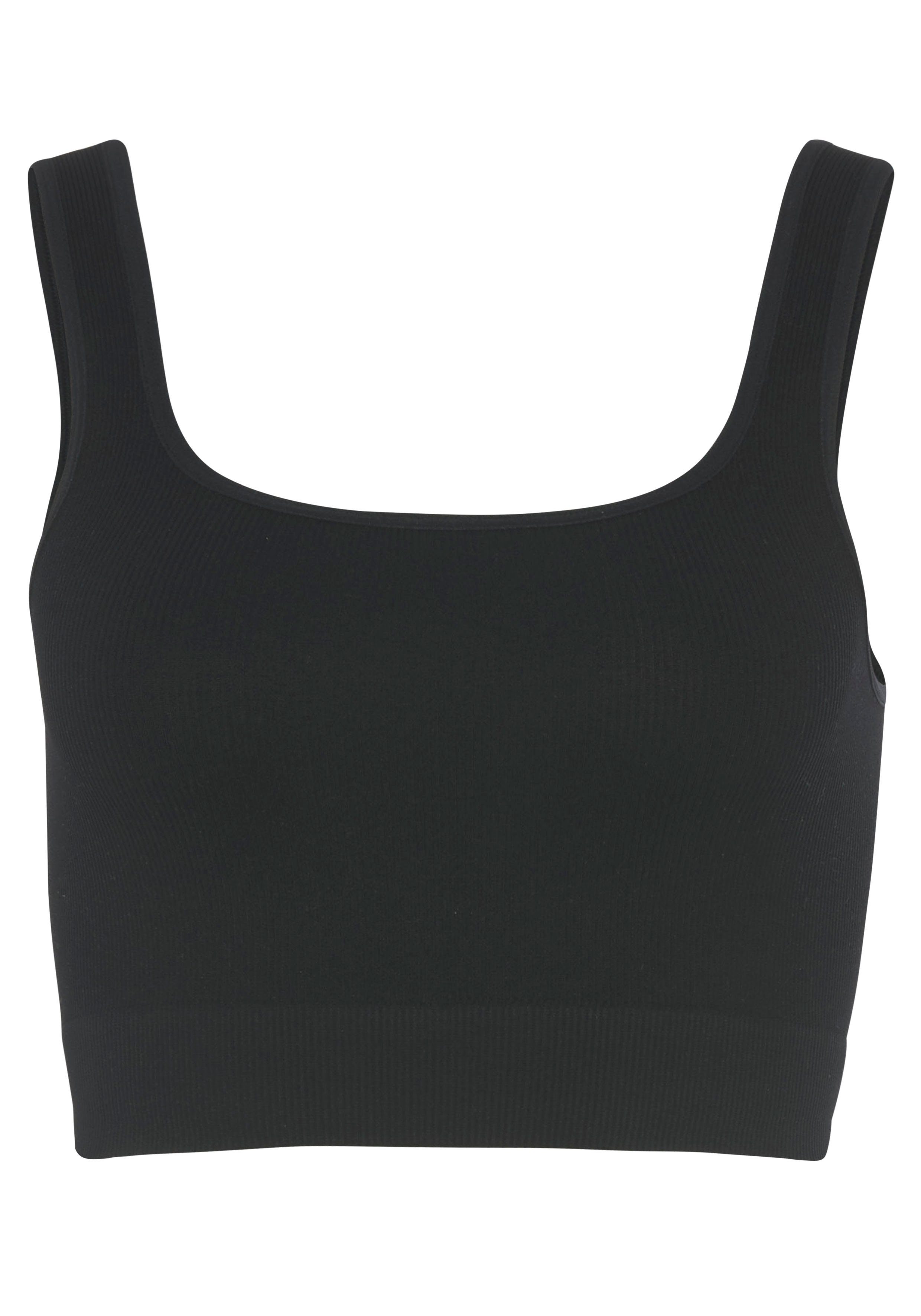 Crop-Top Seamless Rippstruktur, mit schwarz LASCANA