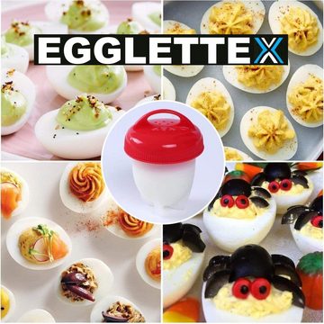 MAVURA Eierkocher EGGLETTEX Eierkocher ohne Schale Eierbecher Silikon Egglettes, Eierform für hartgekochte Eier [6er Set]