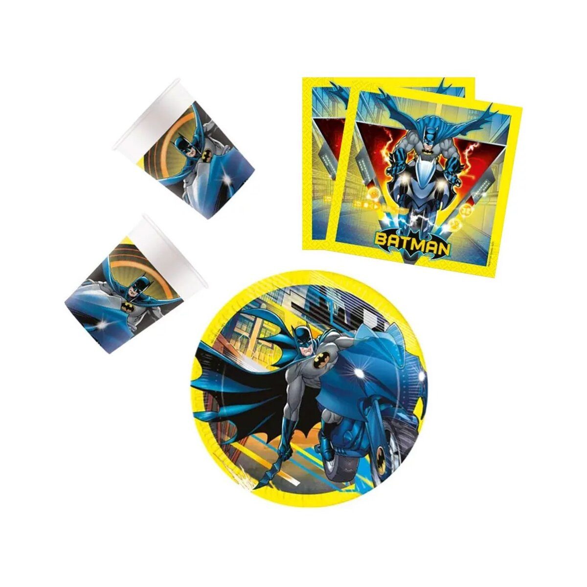 Batman Kindergeschirr-Set Batman Rogue Rage Party-Set mit 36 Stück und 23 cm Teller