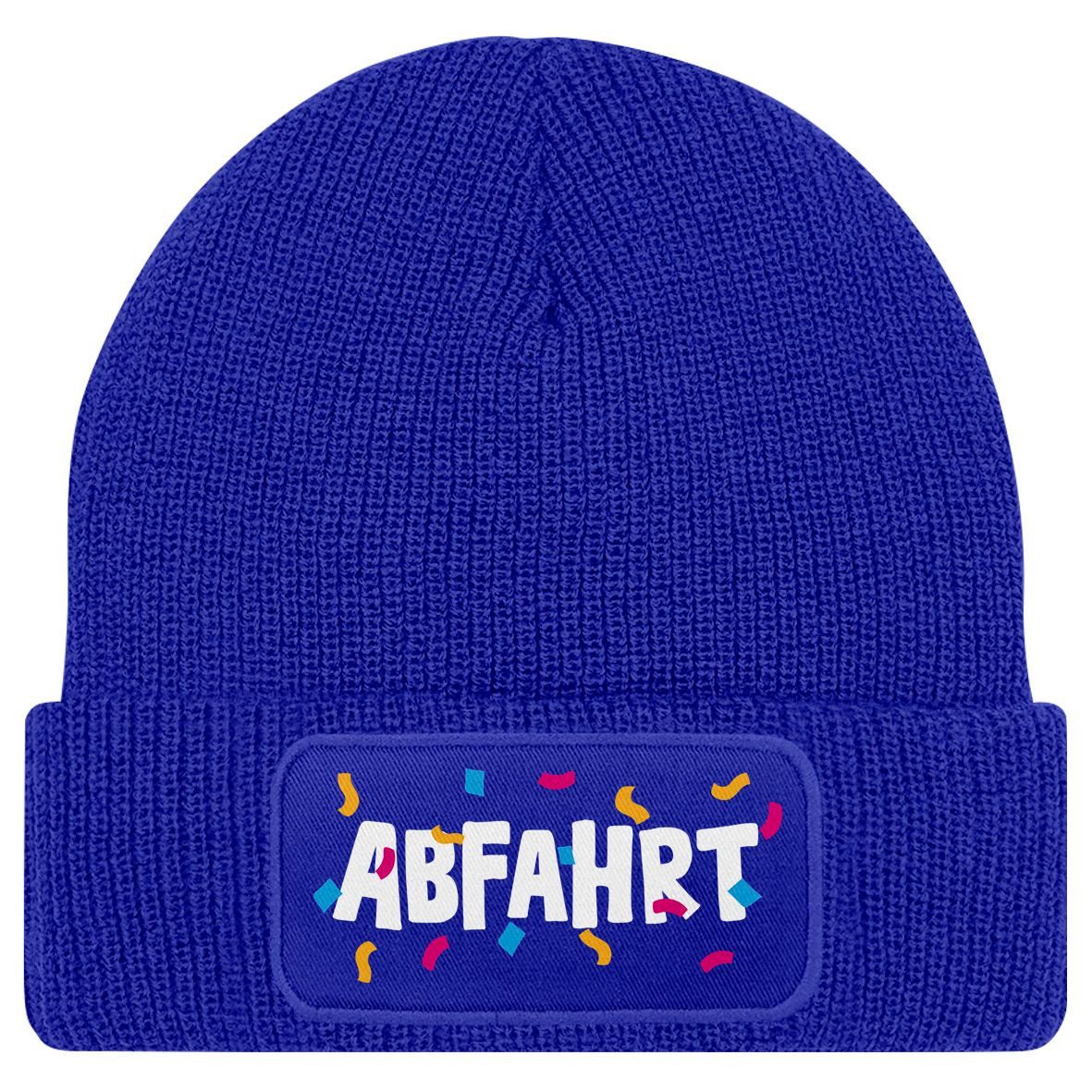 MoonWorks Strickmütze Damen Beanie mit Patch Strickmütze mit Spruch Aufdruck Lustig