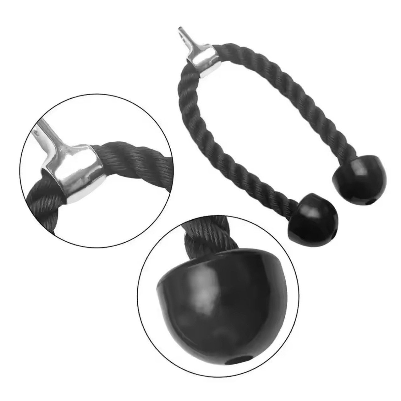 Keyura Handmuskeltrainer Kabelzuggriff 70 cm, Trizepsseil mit Drehgelenk bis 150 kg Belastbar (haltbares dickes Nylongewebe mit Gummistopfen und Metallteilen, bequemes Seil mit Haken aus rostfreiem Stahl, keine Verzahnung), 1×Trizepsseil, 1×Edelstahl-Karabiner, 1×Netz-Aufbewahrungstasche