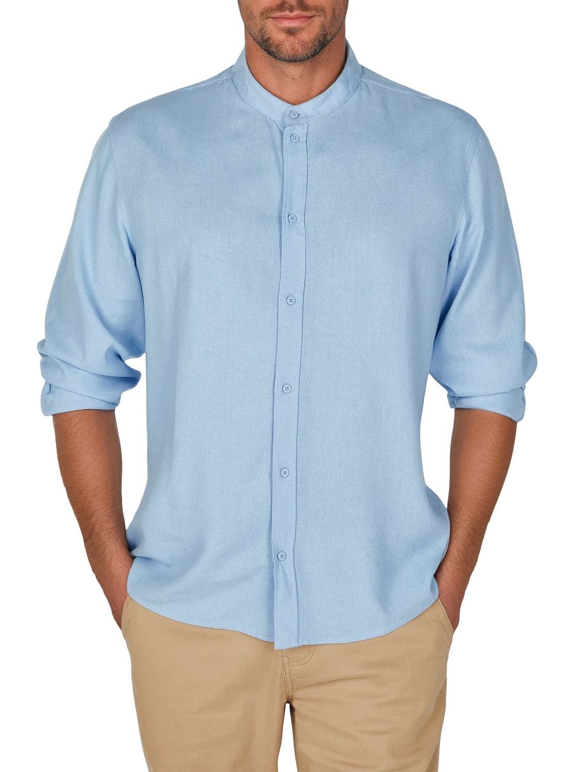 DENIMFY Langarmhemd Herren Leinen Hemd DFJesper Regular Fit (1-tlg)
