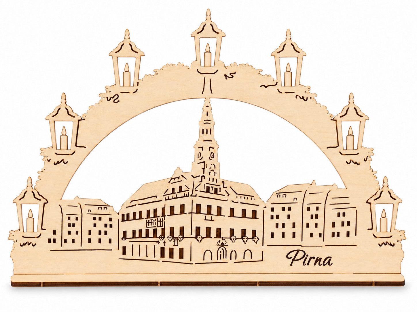 DeColibri Schwibbogen Miniatur Schwibbogen Pirna Rathaus bei Dresden, Holz, Holzkunst aus Sachsen