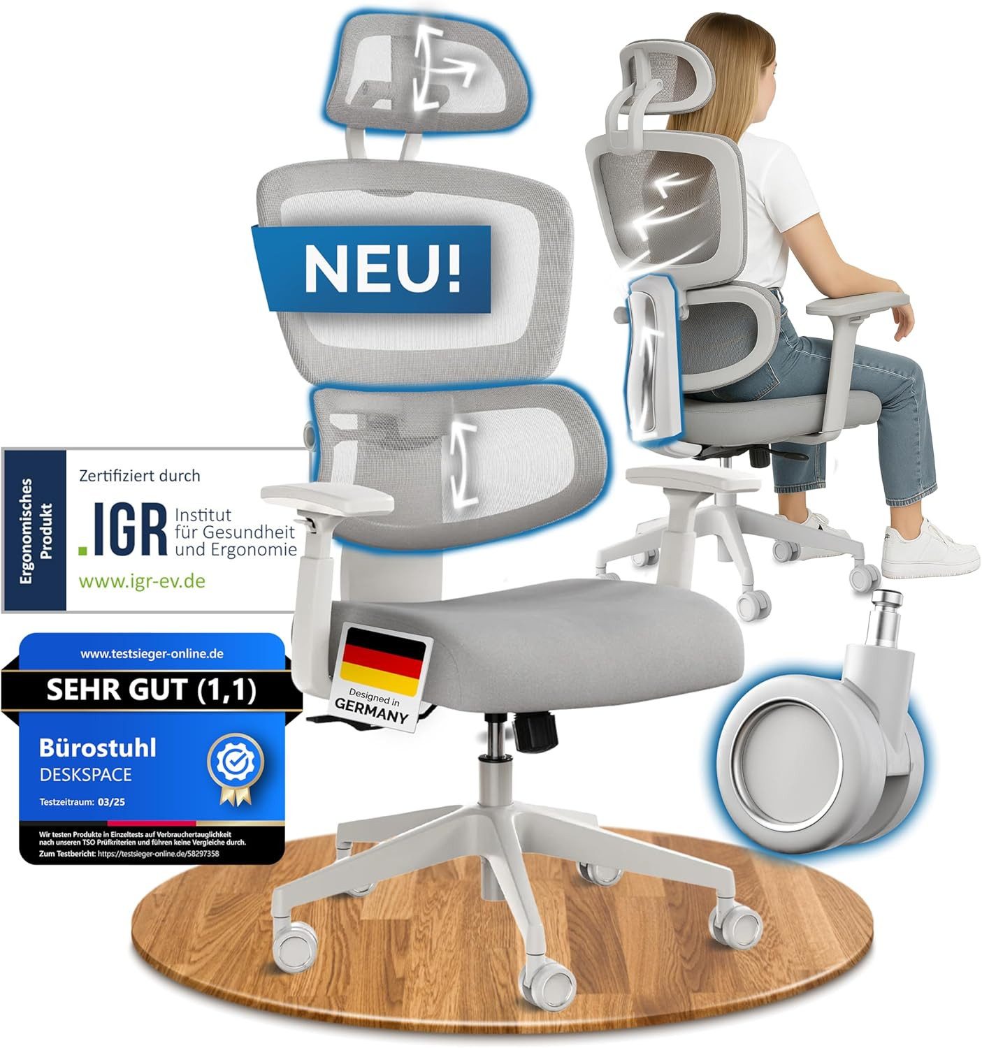DESKSPACE Bürostuhl Move / Ergonomischer Schreibtischstuhl günstig online kaufen