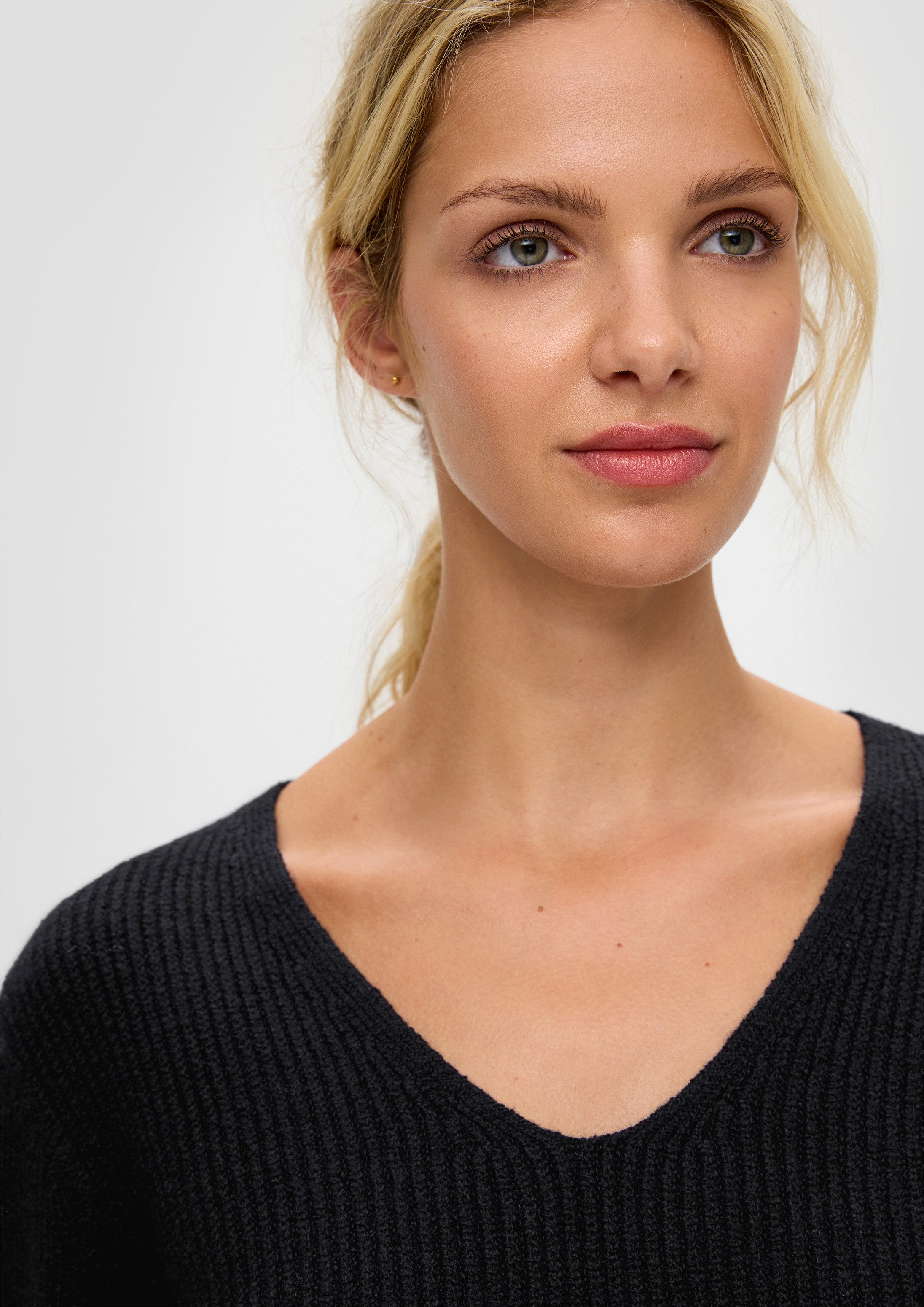 s.Oliver Longpullover Strickpullover Strickpullover mit Rippstruktur
