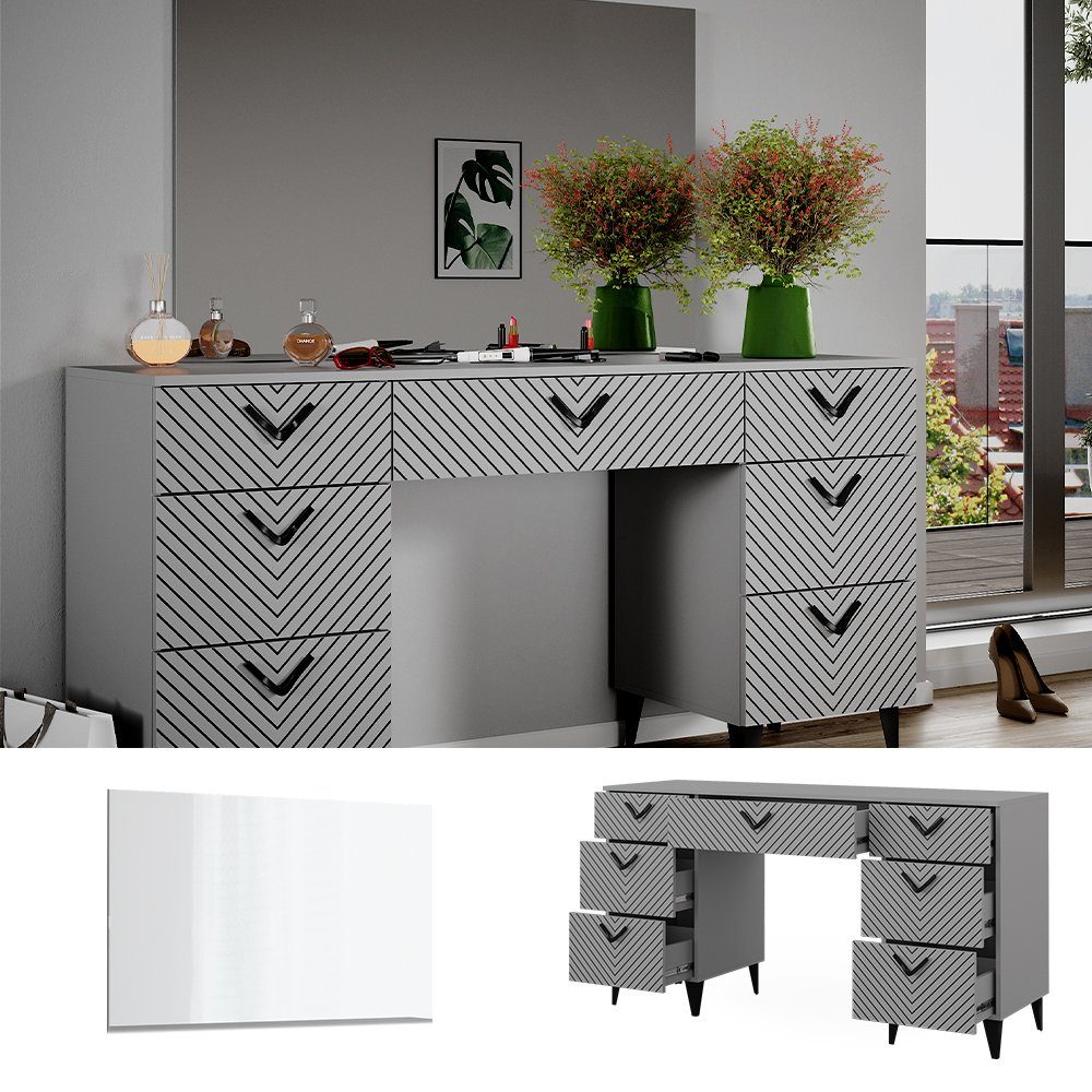 Vicco Schminktisch Anett, Grau, 150 cm günstig online kaufen