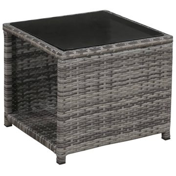 vidaXL Gartenlounge-Set 3-tlg. Bistro-Set mit Auflagen Poly Rattan Grau, (3-tlg)