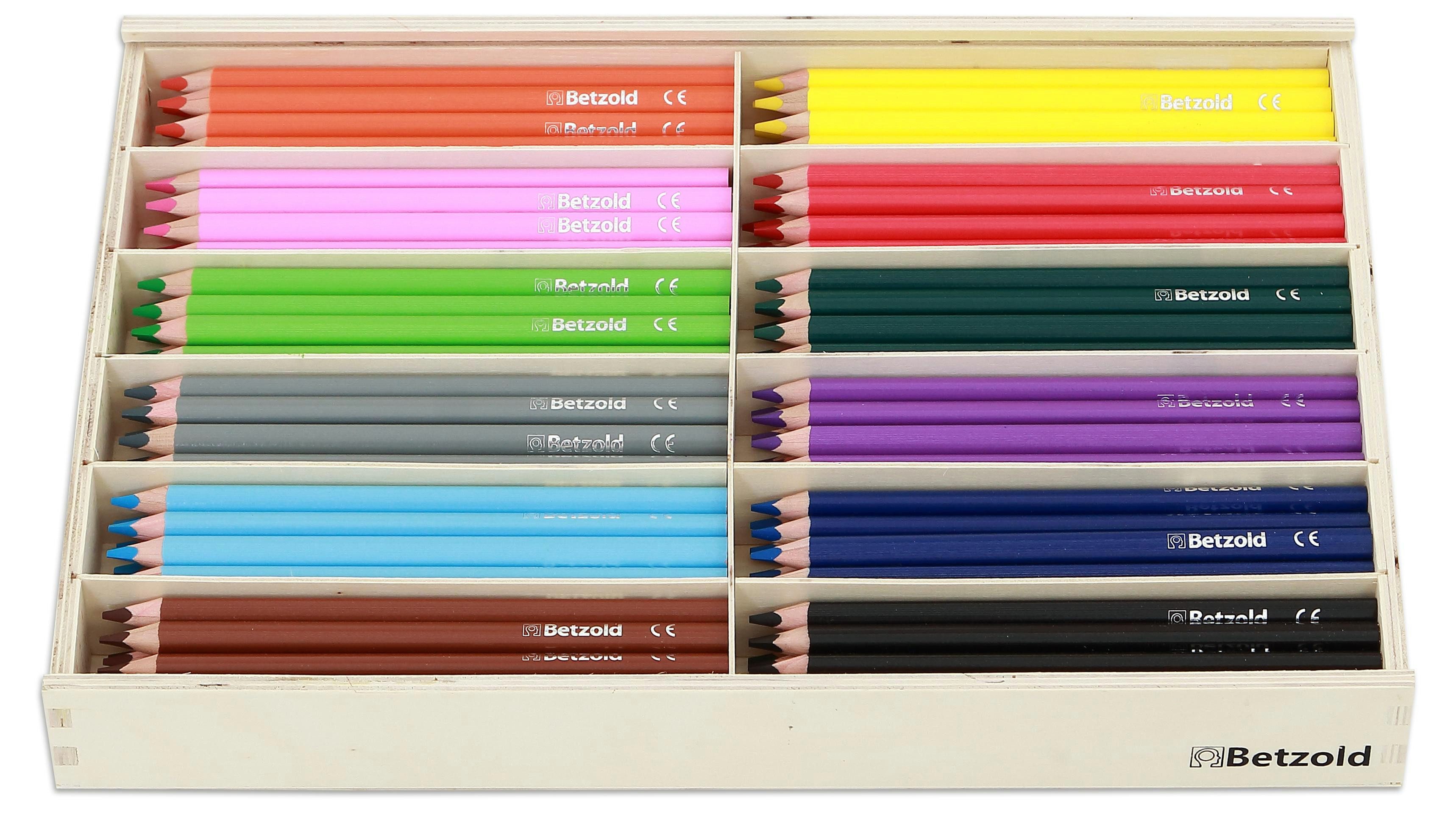Betzold Buntstift 144 dicke Dreikantstifte, 17,5 cm lang – Buntstifte Kinder