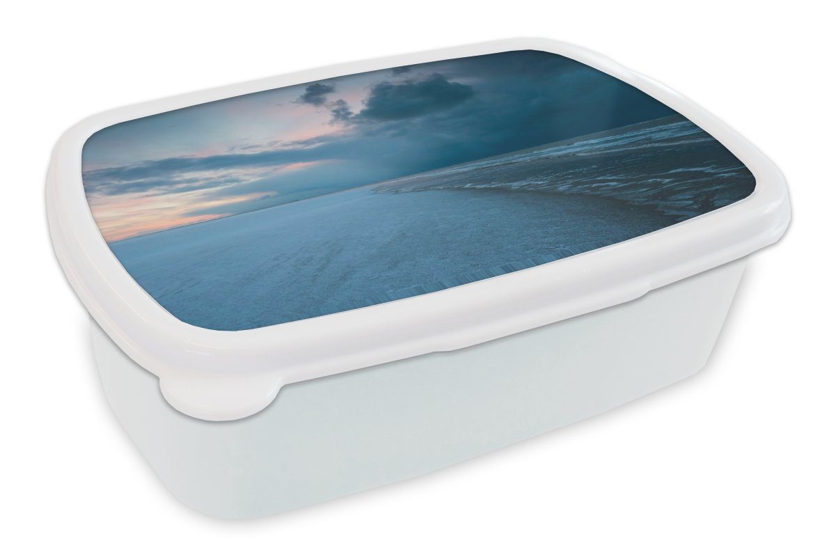 MuchoWow Lunchbox Nordsee - Sturm - Wasser, Kunststoff, (2-tlg), Brotbox für Kinder und Erwachsene, Brotdose, für Jungs und Mädchen weiß