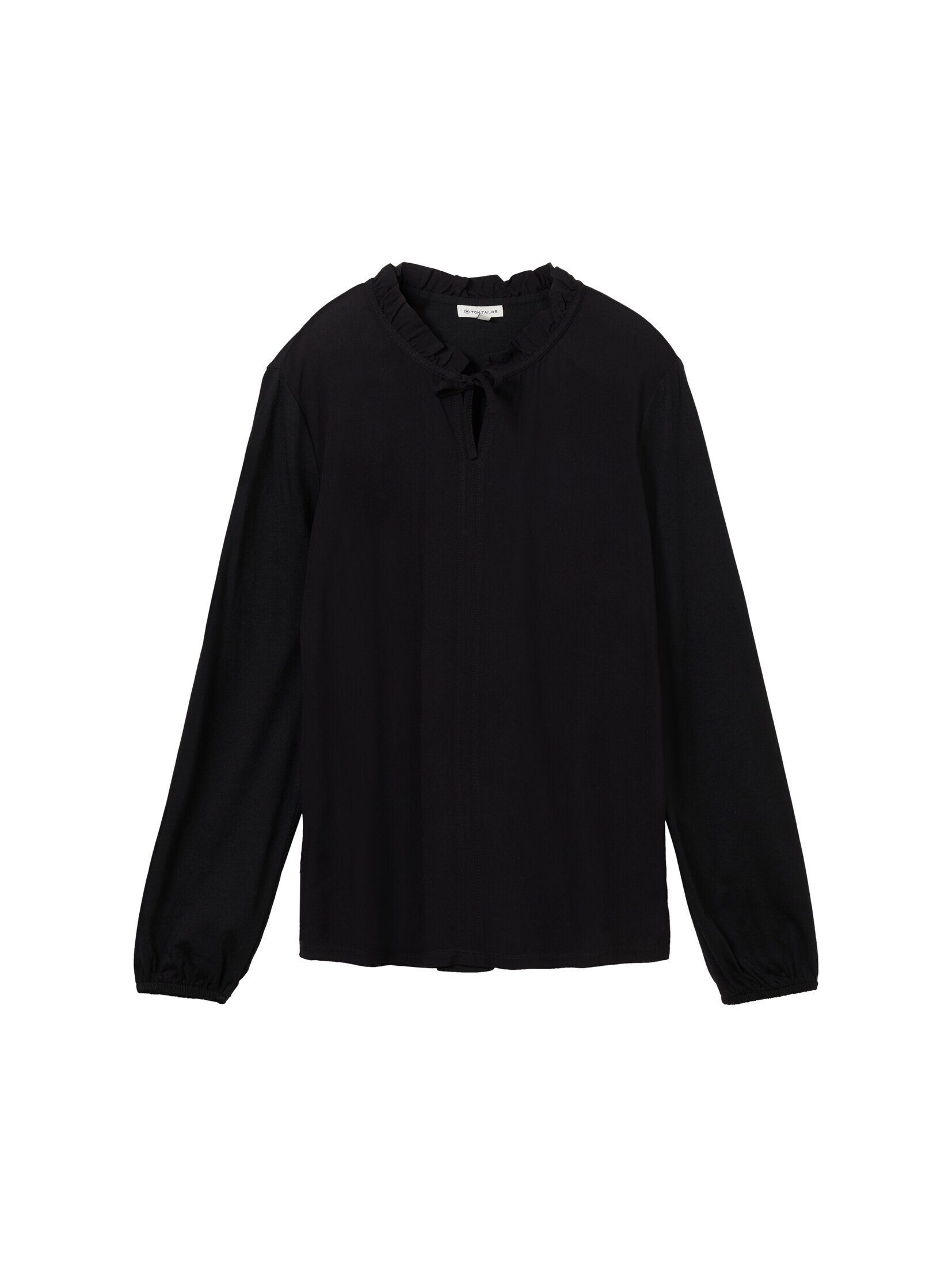 TOM TAILOR T-Shirt Langarmshirt Modal deep TENCEL(TM) black mit