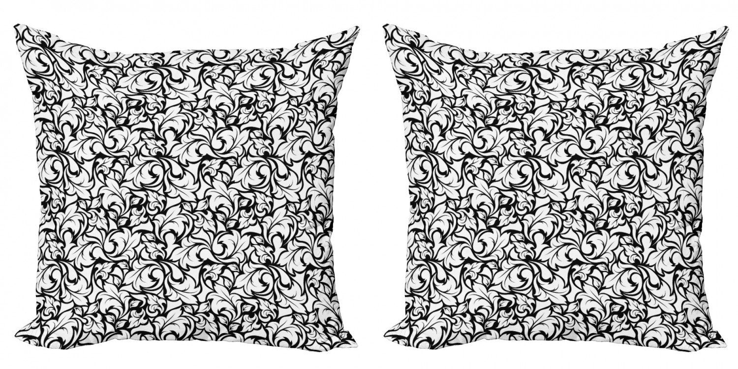 Kissenbezüge Modern Accent Doppelseitiger Digitaldruck, Abakuhaus (2 Stück), Blumen Monochrome Blätter Garten
