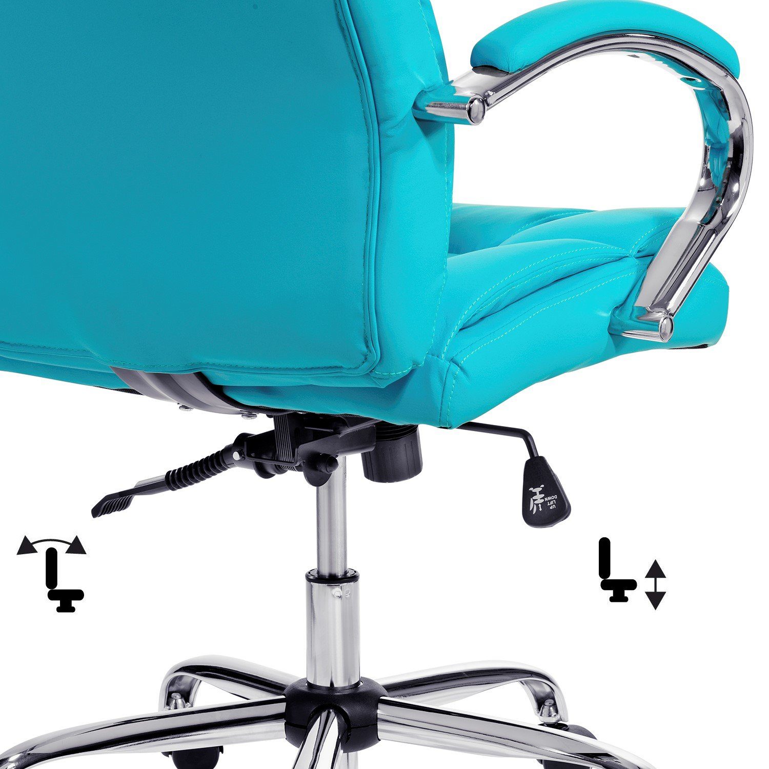 TPFLiving Chefsessel Hellblau Kunstleder, Schreibtischstuhl), mit gepolsterter Dallas - (XXL abgebremsten aus Drehstuhl Rollen Bürostuhl 215kg bis Belastbarkeit ergonomisch