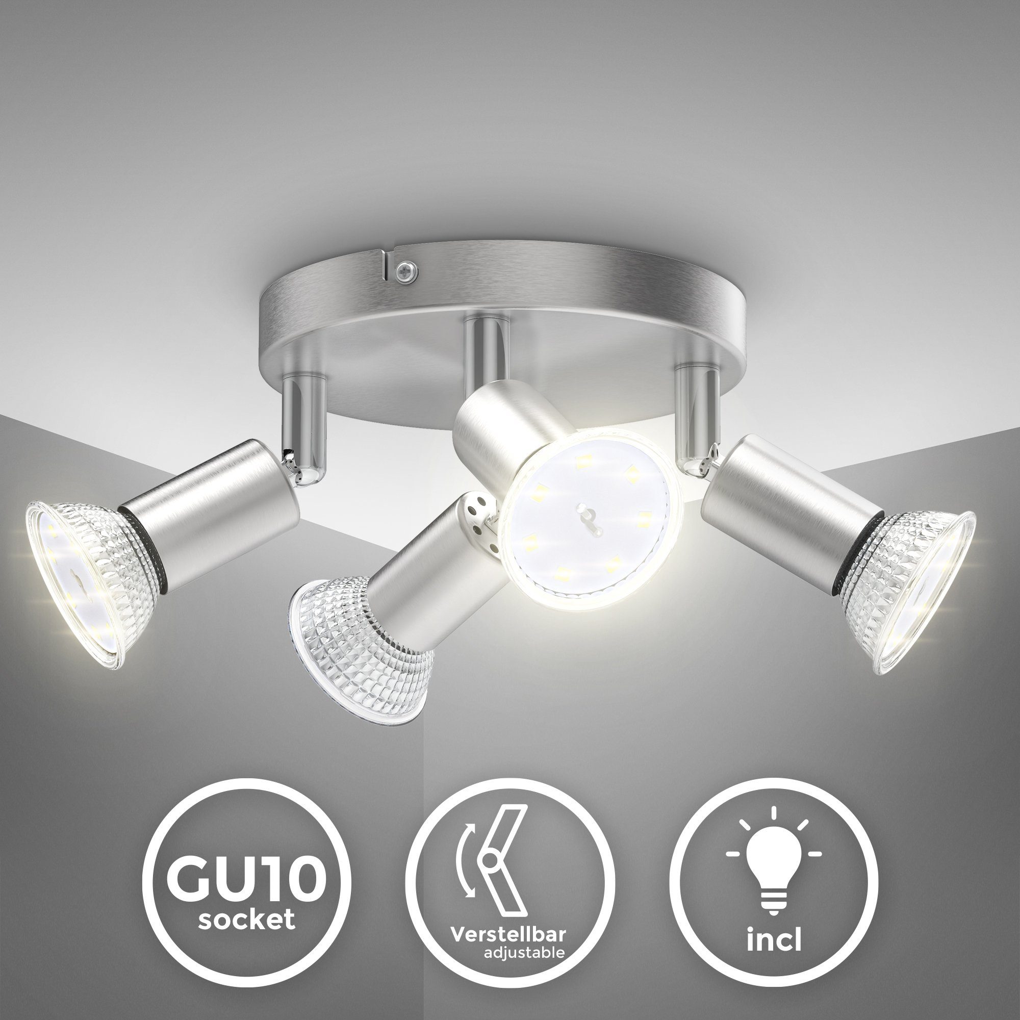 B.K.Licht Deckenspots, LED wechselbar, Warmweiß, schwenkbare günstig online kaufen
