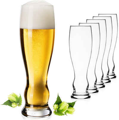 PLATINUX Bierglas »Hohe Biergläser«, Glas, 500ml (max. 600ml) Set 6-Teilig Weizengläser 0,5L Bierpokale Spülmaschinenfest