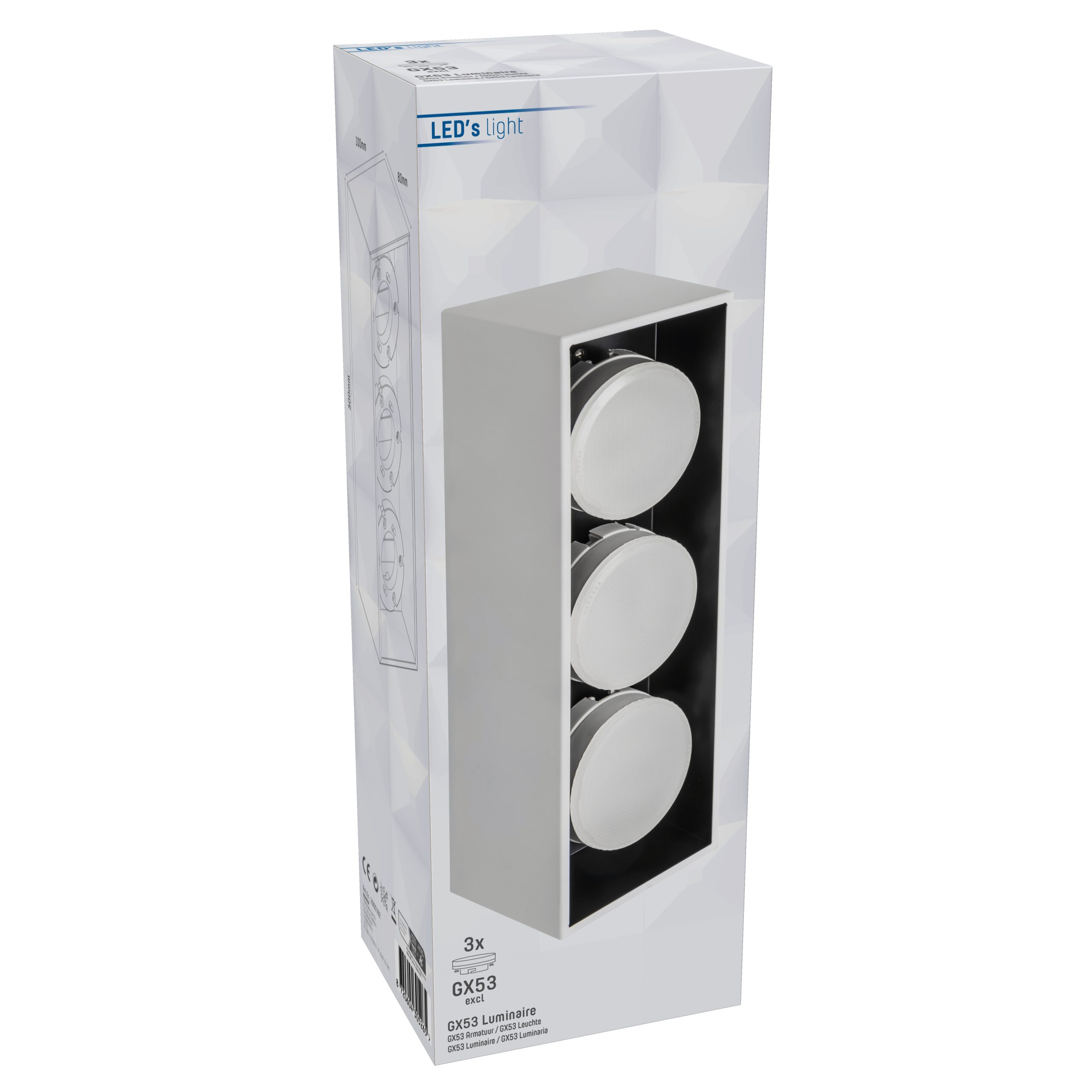 LED, bis weiß LED 2900192 light 3x LED's GX53 12W Deckenleuchte, Deckenleuchte
