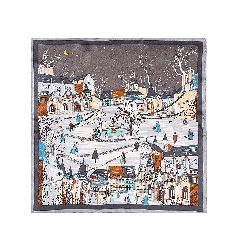 Vivi Idee Seidentuch 100% Maulbeerseide Halstuch Damen, Quadratisches 53x53 cm, bedrucktes Seidenschal