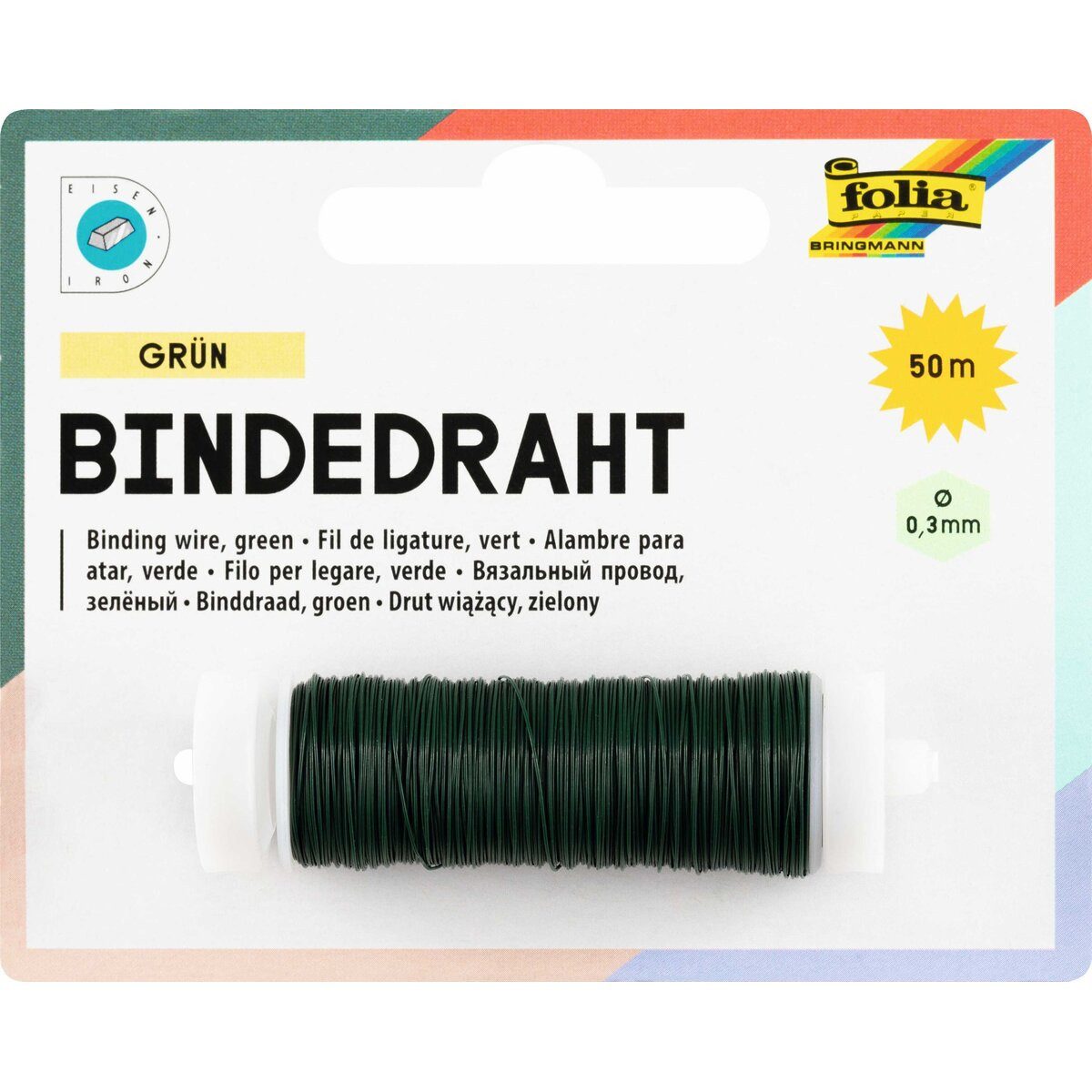 Folia Bastelfilz Basteldraht - 0,3 mm grün. (10 Stück)