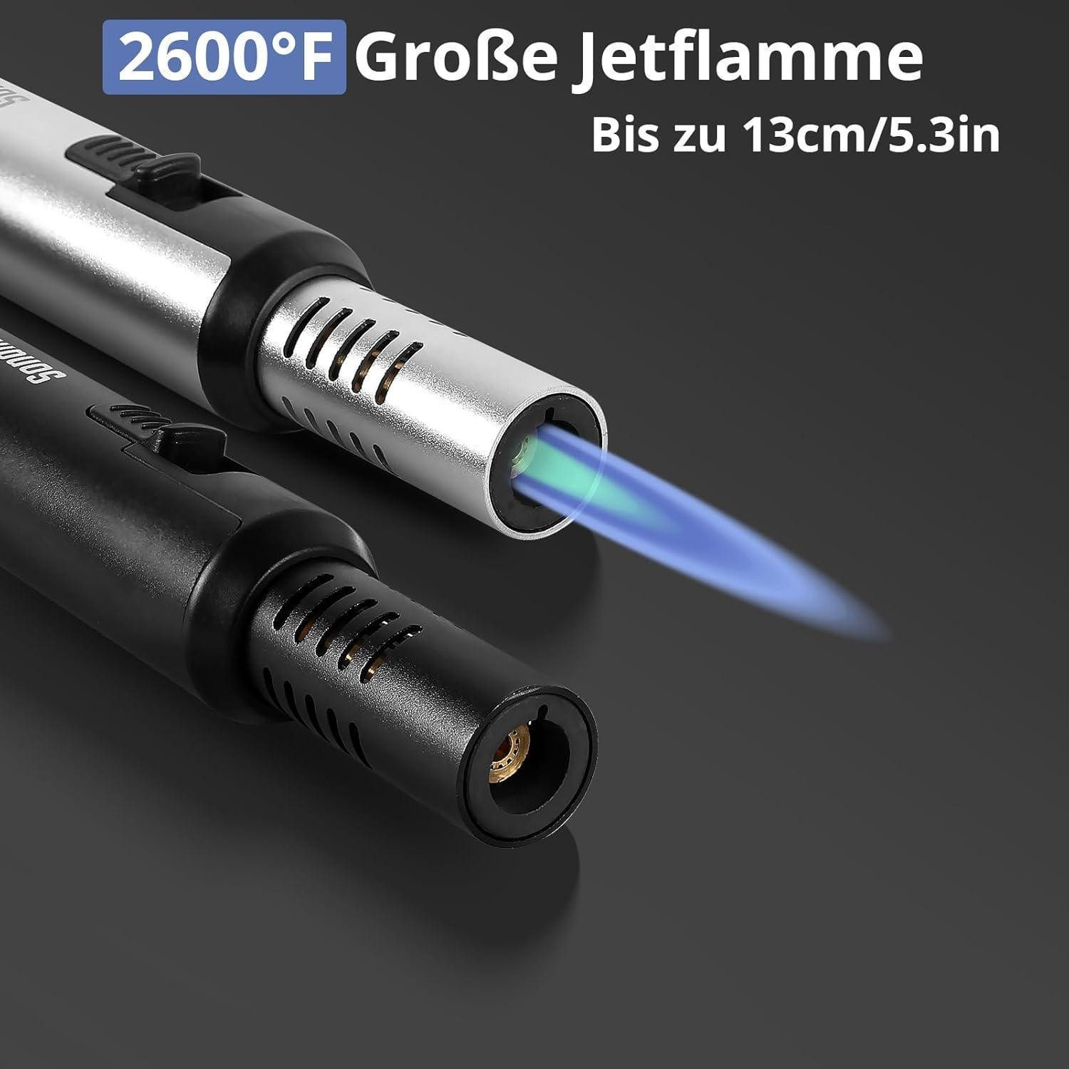 LuxusKollektion Stabanzünder Jetflame Feuerzeug 2 Stücke Gas Nachfüllbar Sicherheitssperre