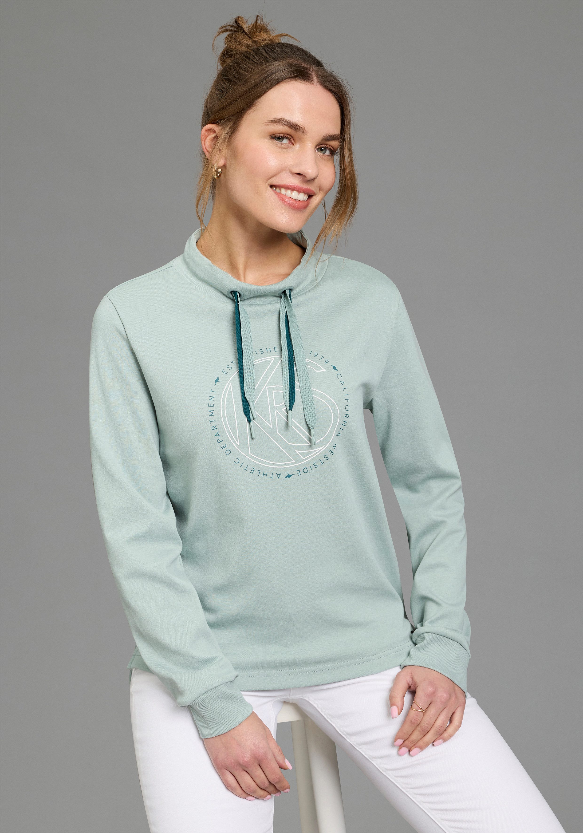 KangaROOS Sweatshirt mit Stehkragen und Frontdruck günstig online kaufen