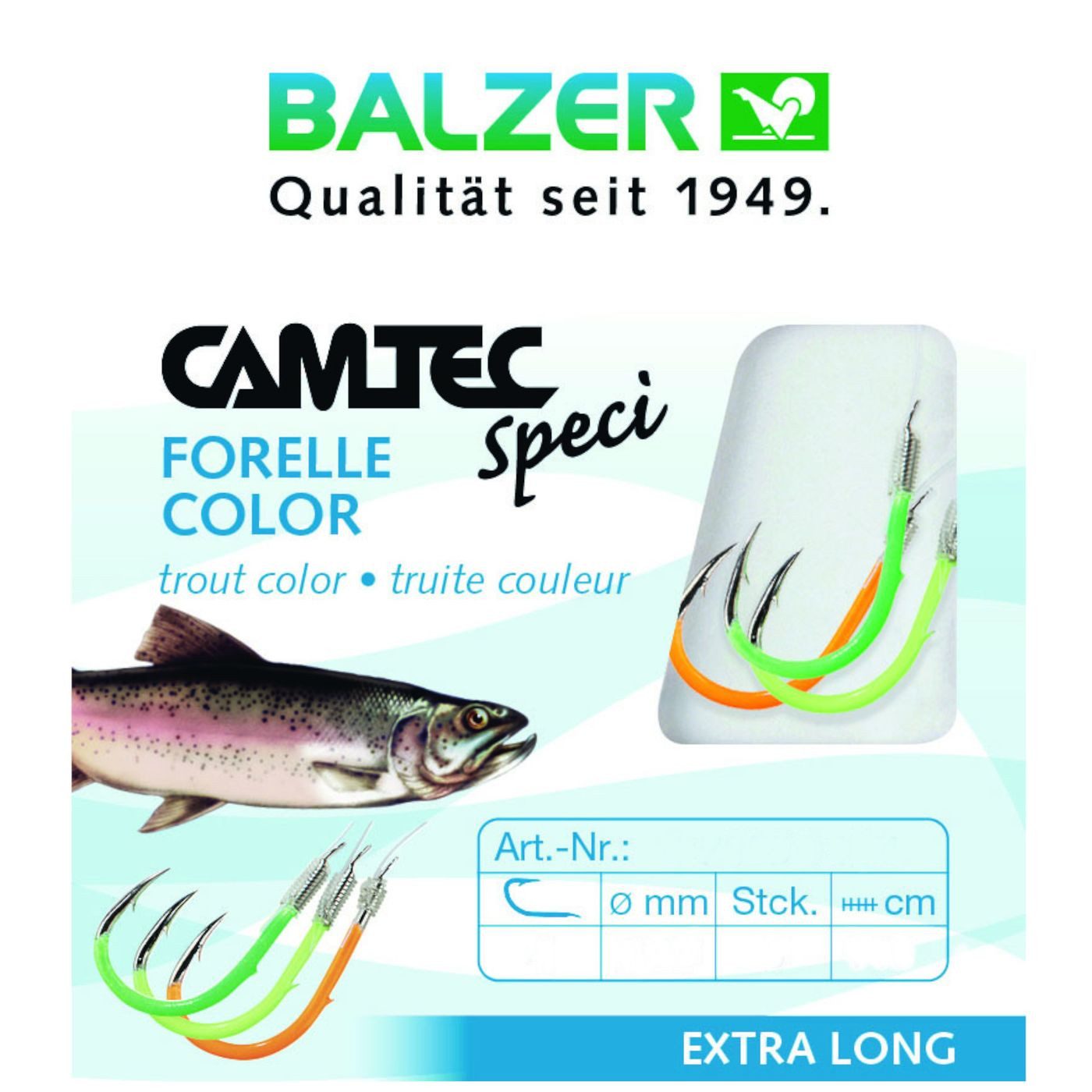 Forellenhaken Balzer Camtec Forelle farbig 140cm UV