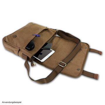 DrachenLeder Umhängetasche Manoro Herren Umhängetasche Messenger Bag (Umhängetasche), Umhängetasche, Messenger Bag Canvas, khaki, braun ca. 35cm x ca. 32cm