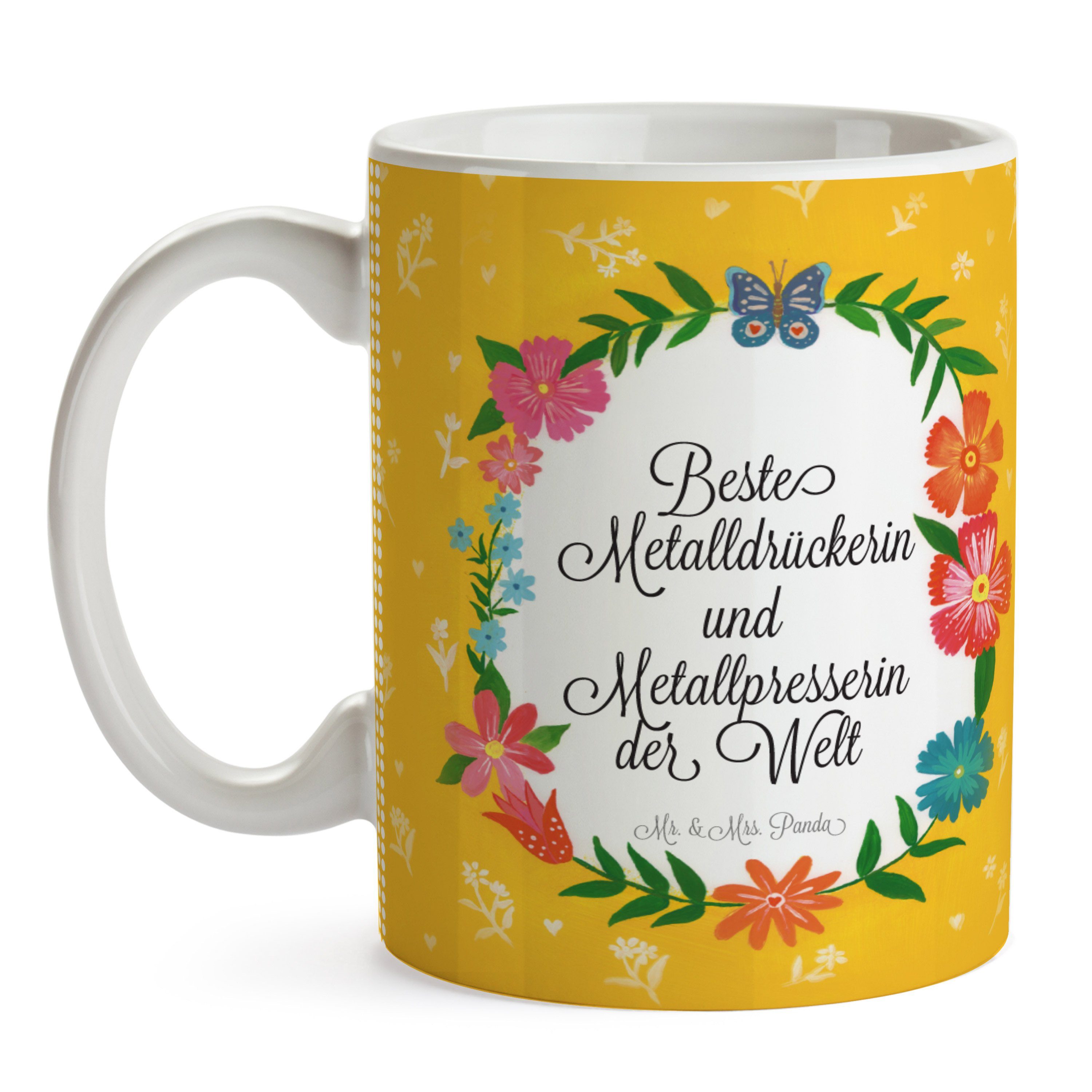 Metalldrückerin Metallpresserin Mr. Abschied, Teebecher, & Geschenk, Panda Tasse Keramik - Mrs. und