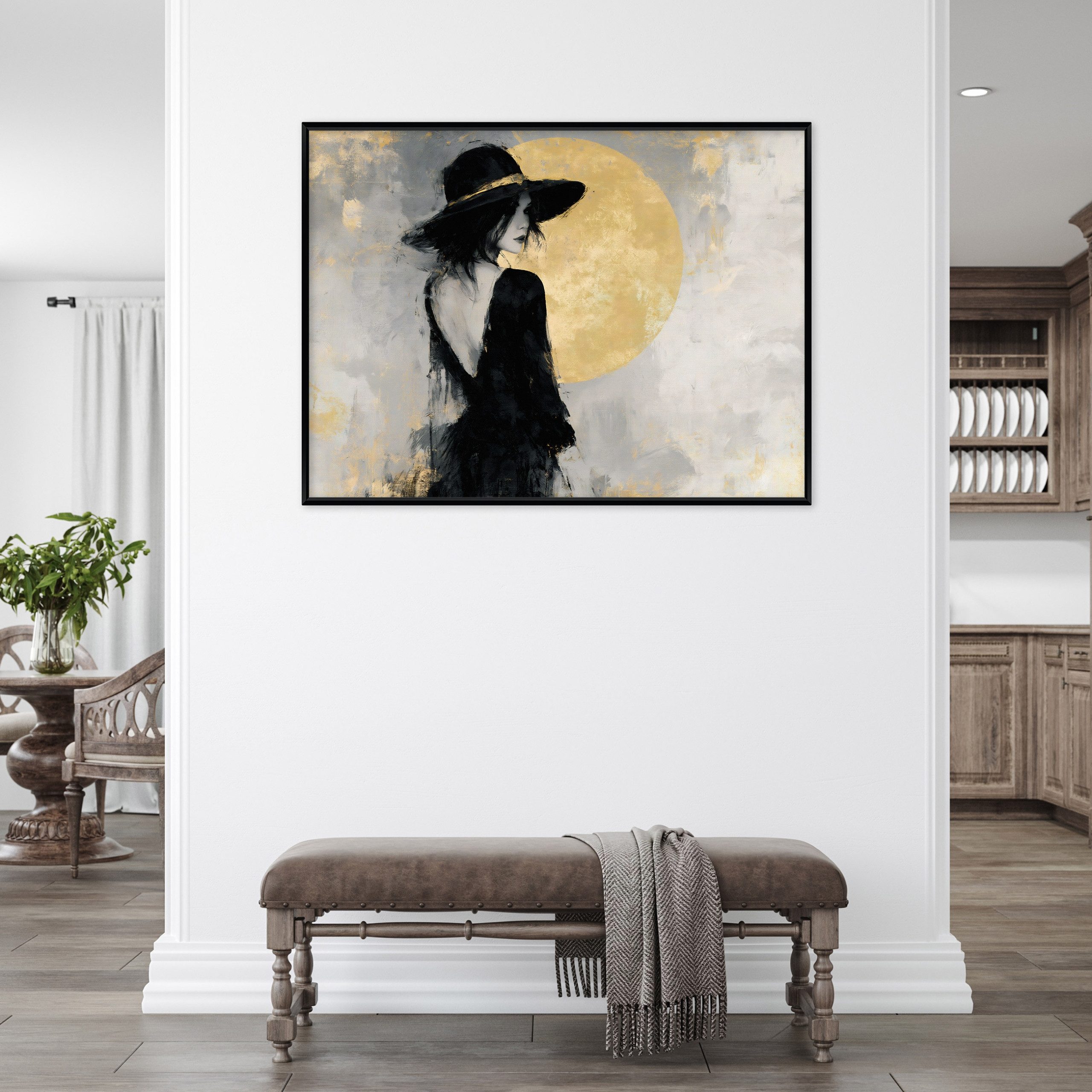 Wallarena Leinwandbild Frau gerahmt lichtecht Wohnzimmer Schlafzimmer 90x60 cm, Frau, 60 x 40 cm