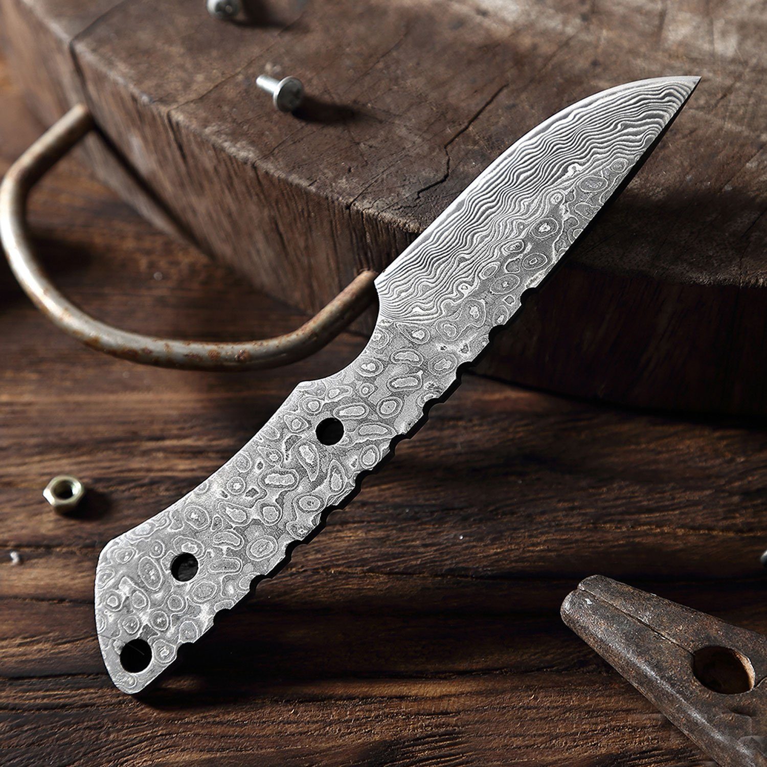 Muxel Damastmesser Klein, handlich, schick- Das Vielseitige Outdoormesser, Hackmesser, klein und handlich