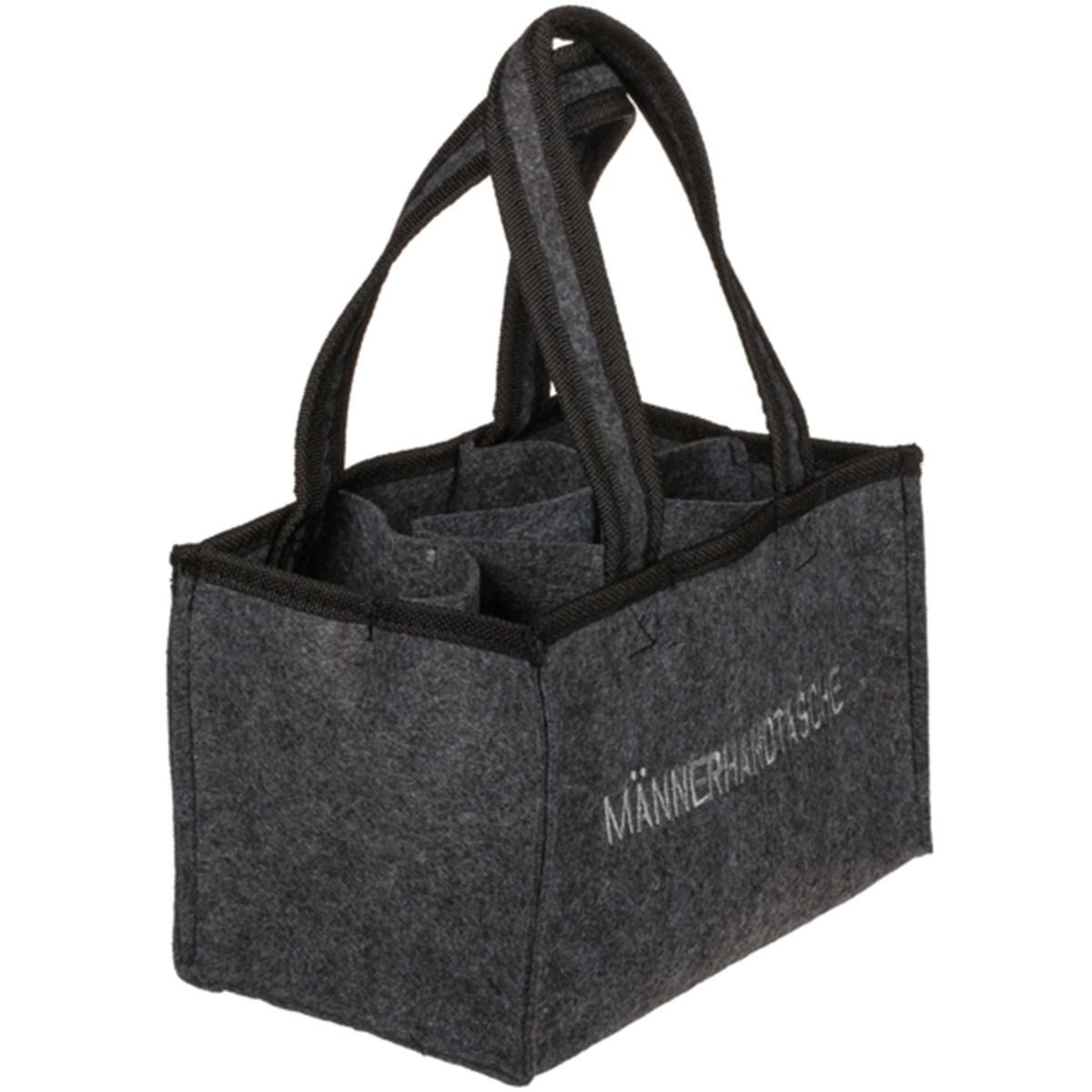 Out of the Blue Tragetasche Flaschenträger anthrazit 6 Flaschen Männerhandtasche Filztasche Bier, persönliche Geschenkidee – Bild 4 von 4