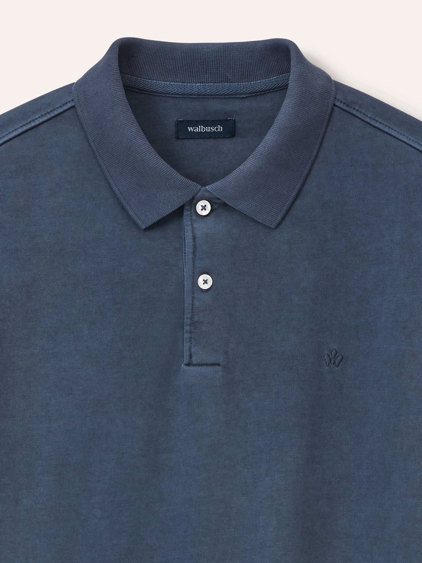 Walbusch Langarm-Poloshirt Herren Langarmpolo aus weicher Baumwolle Shirt Poloshirt, garment-dyed, extraweich & pflegeleicht – Bild 4 von 4