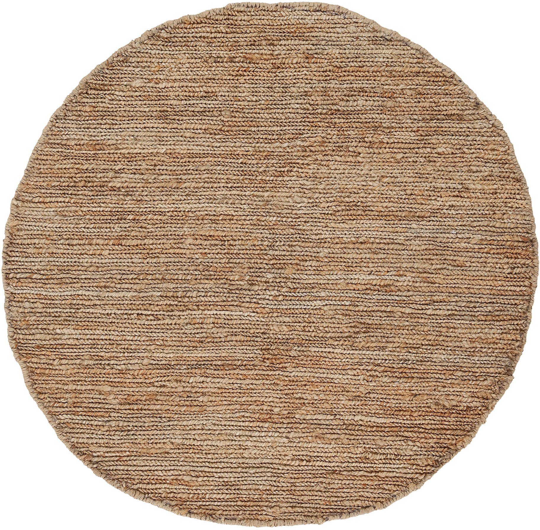 carpetfine Teppich Nala, Juteteppich aus Naturfaser, rund, Höhe: 9 mm, aus 100% Jute, viele Größen und Formen, quadratisch, rund, Läufer