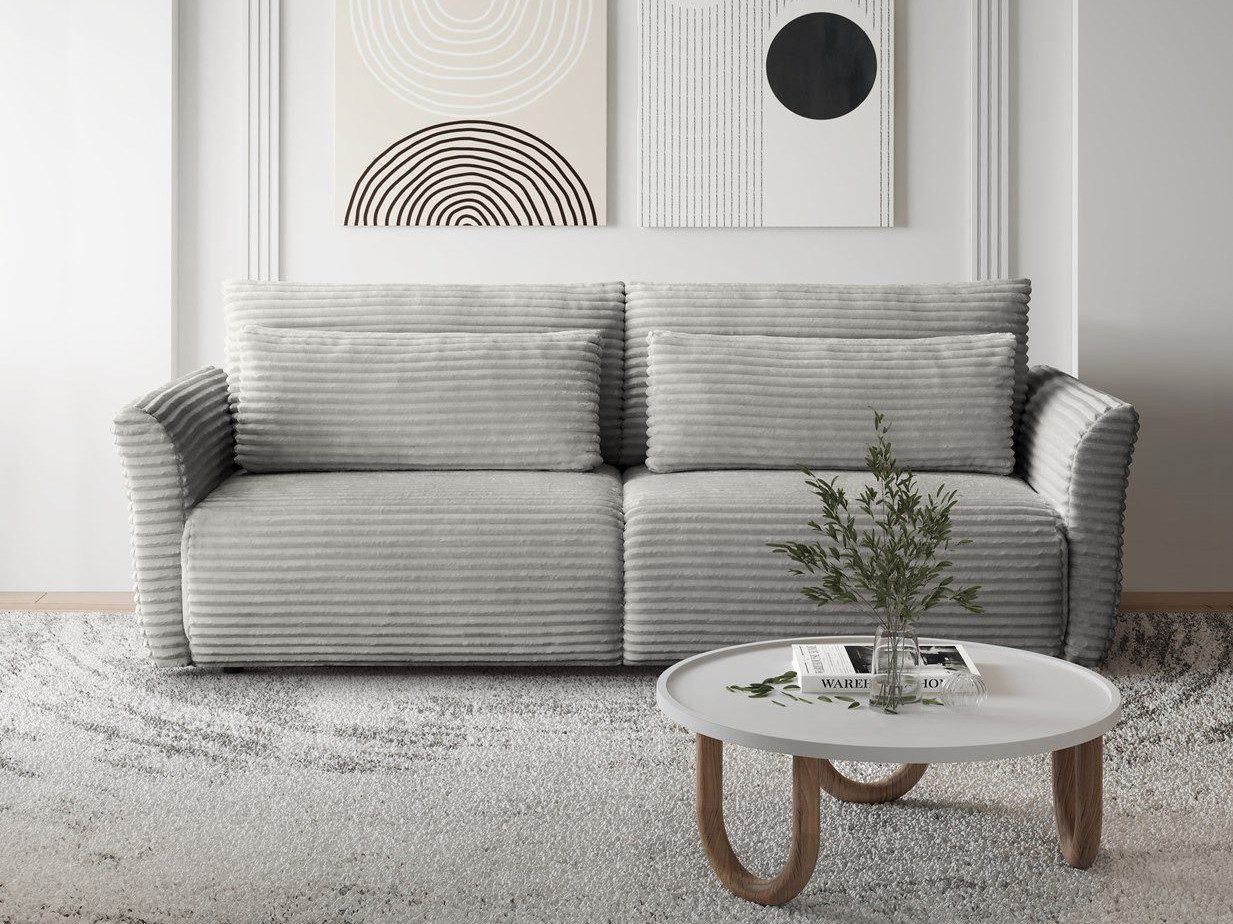 Beautysofa Schlafsofa mit Bettkasten SAMIR, Modernes weiches bequemes elegantes Sofa für Wohnzimmer, mit Schlaffunktion