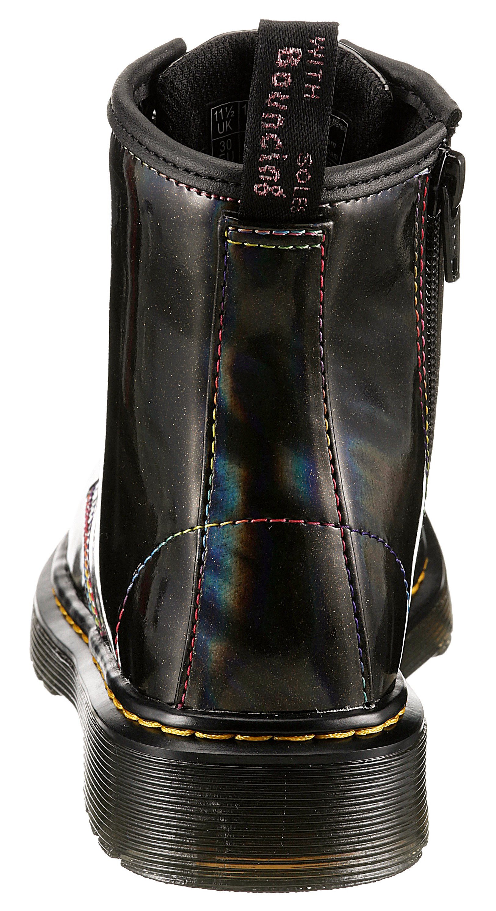 DR. MARTENS mit Schnürstiefel 8 1460 schwarz-regenbogenfarben-irisierend Eye J LIGHTSHOW Boot Schimmer