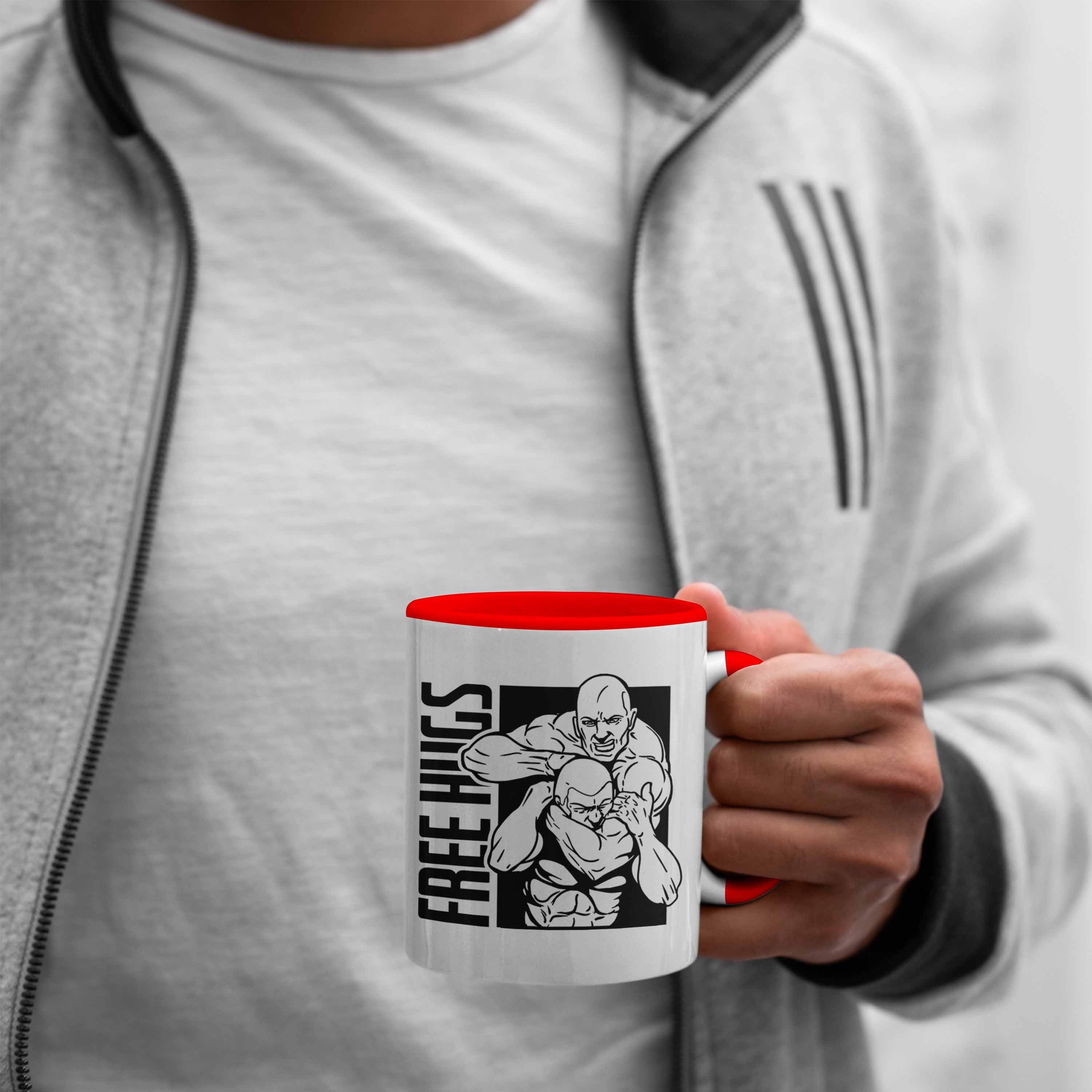 MMA-Tasse Hugs MMA-Kämpfer Trendation Free Geschenk für Rot Tasse Geschenkidee
