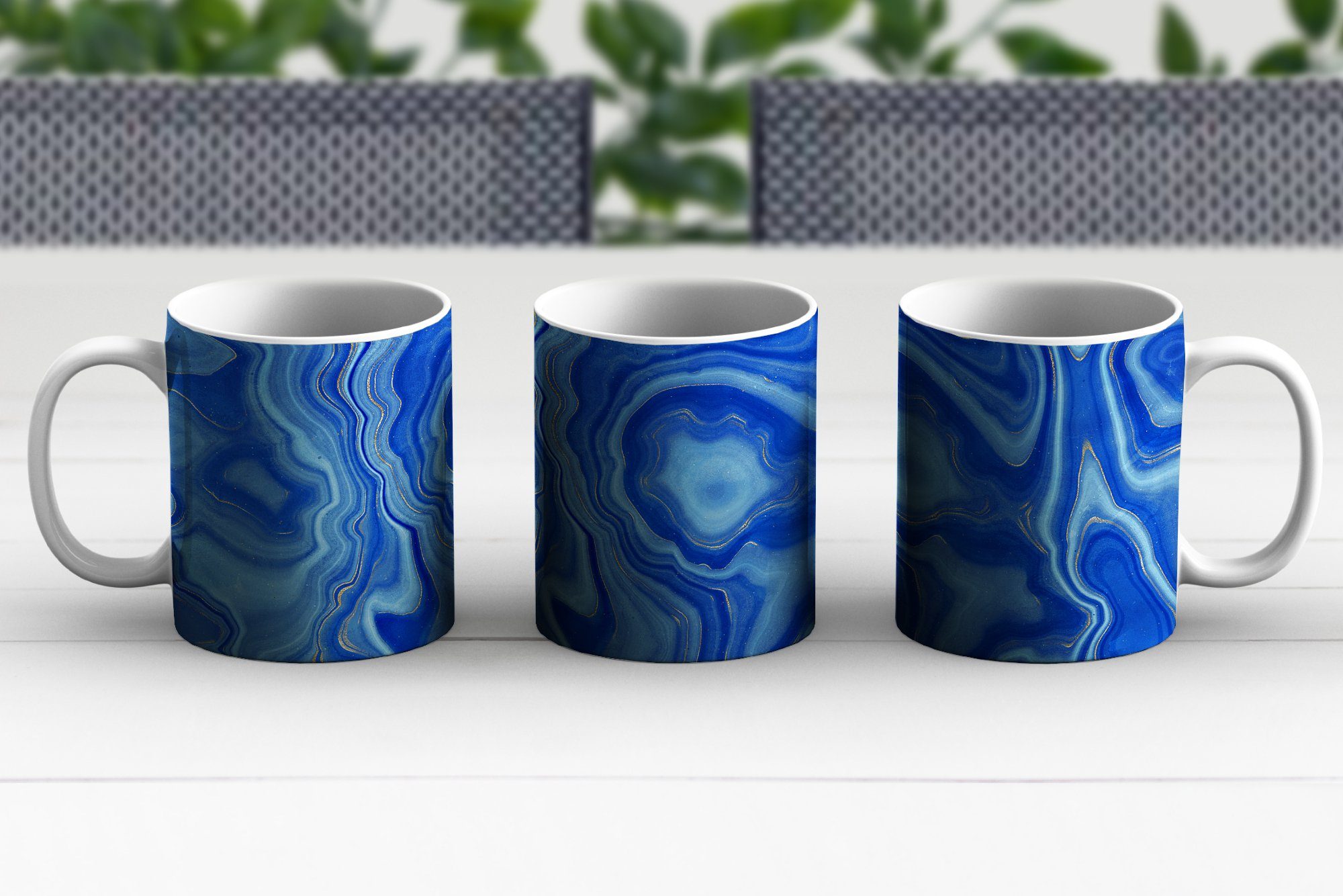 MuchoWow Tasse Marmor Himmel, Blau Teetasse, Keramik, Teetasse, Kaffeetassen, - Geschenk Becher, 