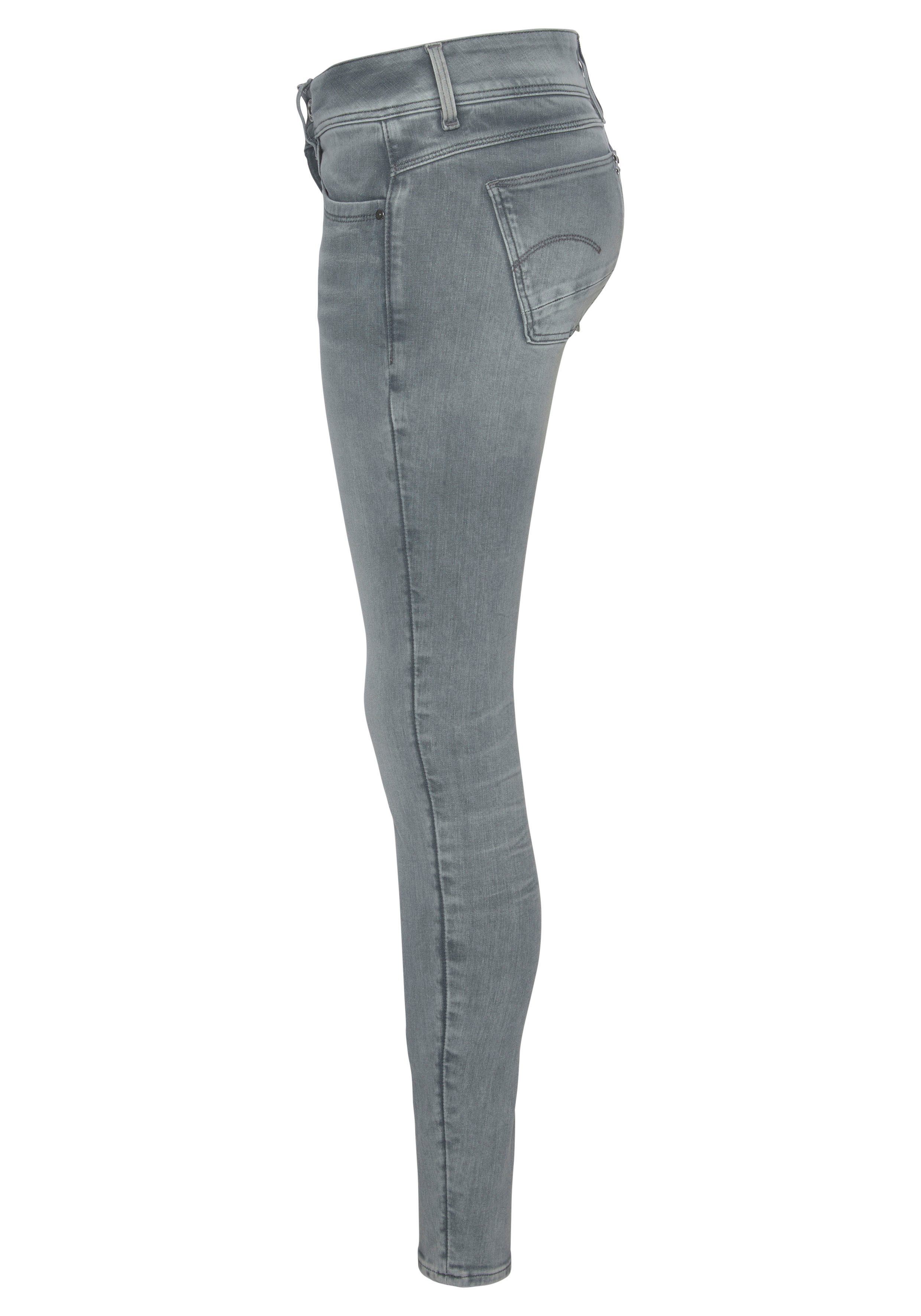 G-Star Waist Elasthan-Anteil Skinny-fit-Jeans Mid RAW faded industrial grey mit Skinny