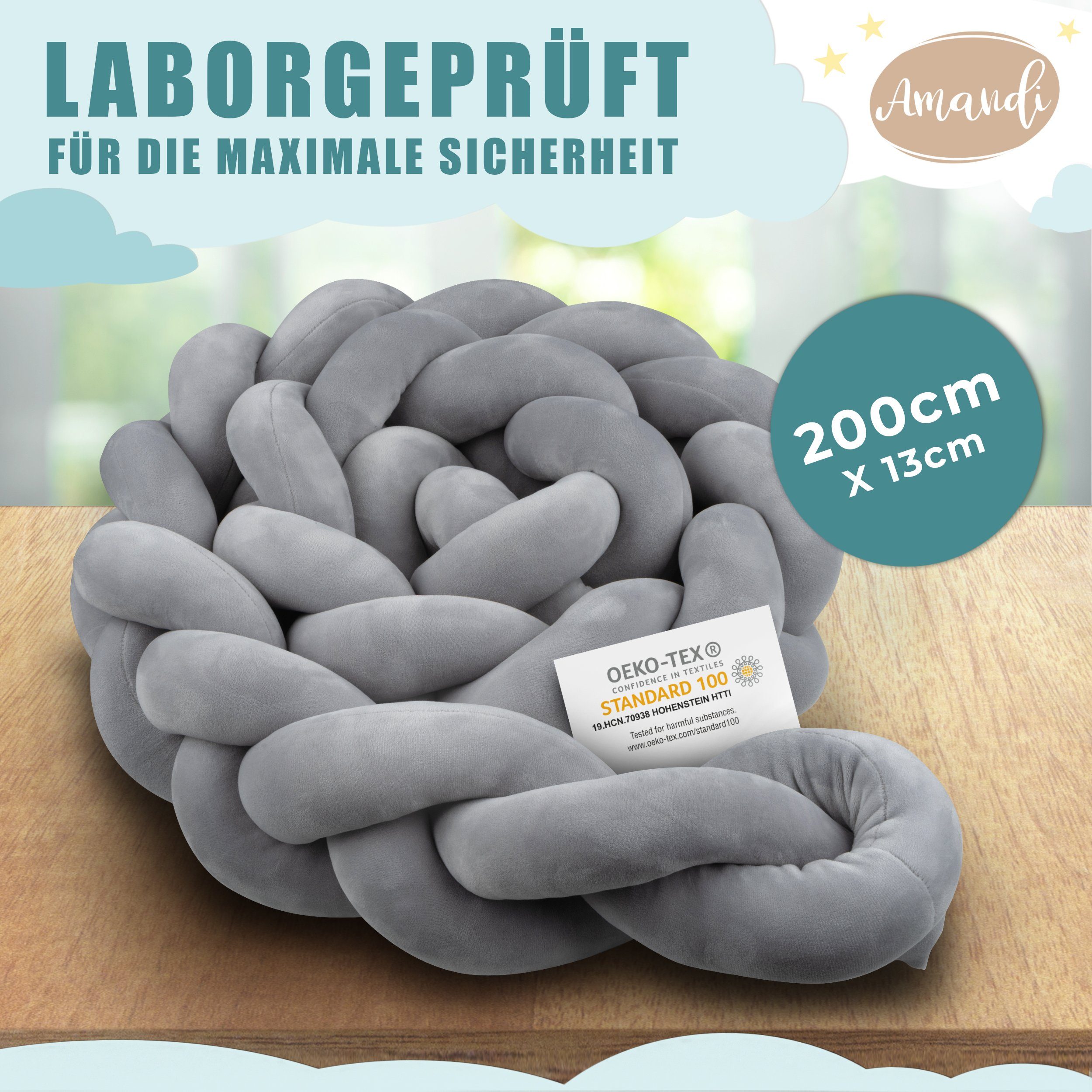 Amandi Bettnestchen - Bettschlange - 2m Bettumrandung fürs Babybett - labor günstig online kaufen