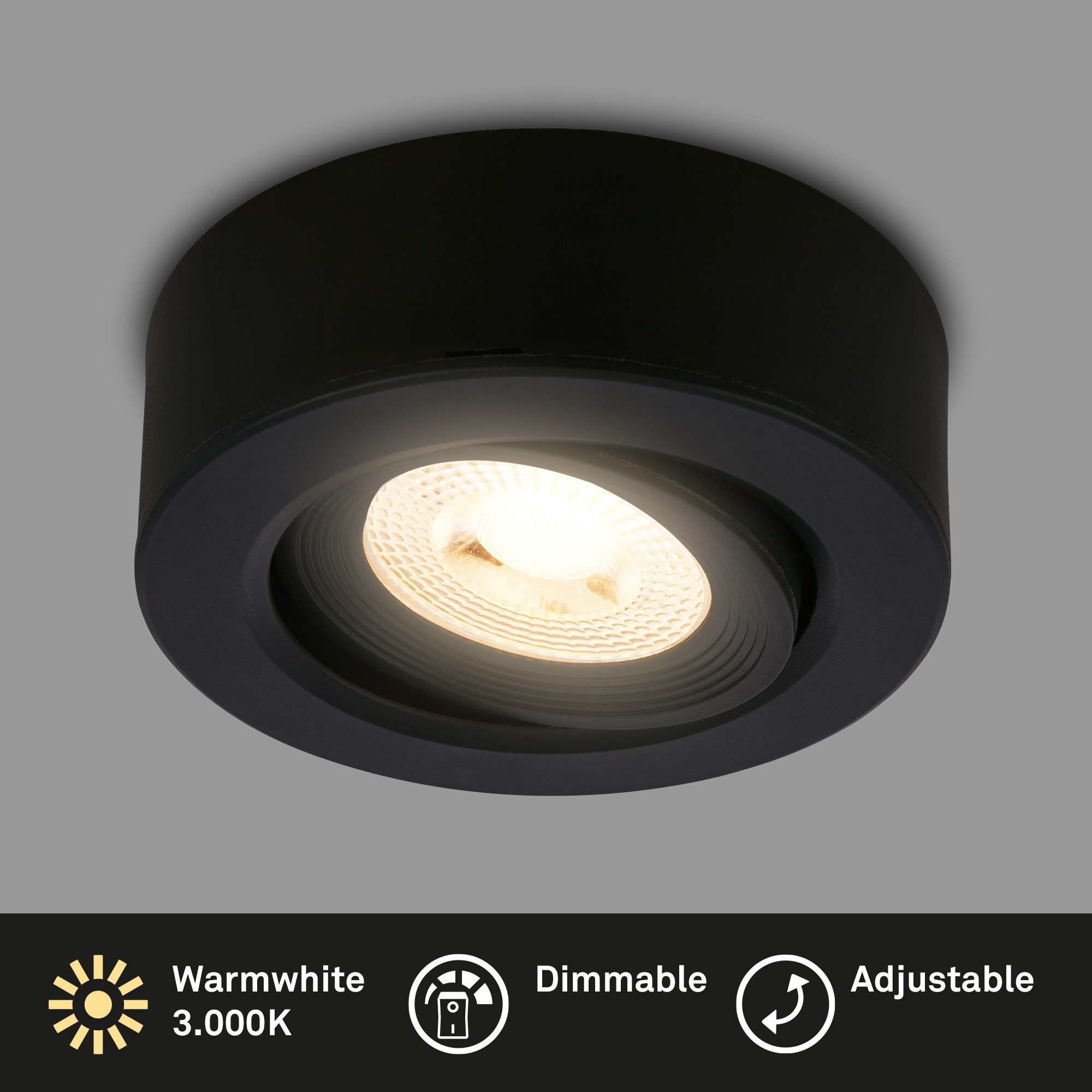 Briloner Leuchten LED Deckenleuchte 2-in1 Aufbauleuchte oder Einbauspot schwenkbar dimmbar Deckenstrahler, LED fest integriert, 3000K - Warmweiß, 90x30mm Weiß, Schwarz, Silber 5W Decke Wohnzimmer Schlafzimmer Küche