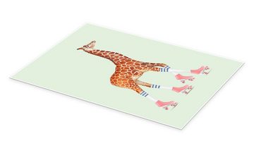 Posterlounge Poster Jonas Loose, Giraffe mit Rollschuhen, Kinderzimmer Illustration