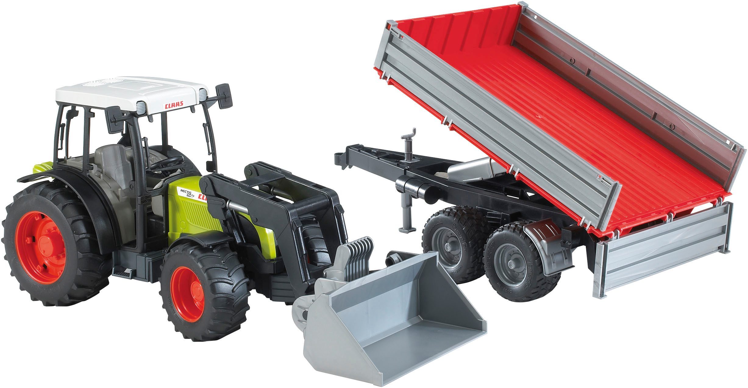 Bruder® Spielzeug-Traktor Claas Nectis 267 F Frontlader mit Bordwandkipper (02112), Made in Europe