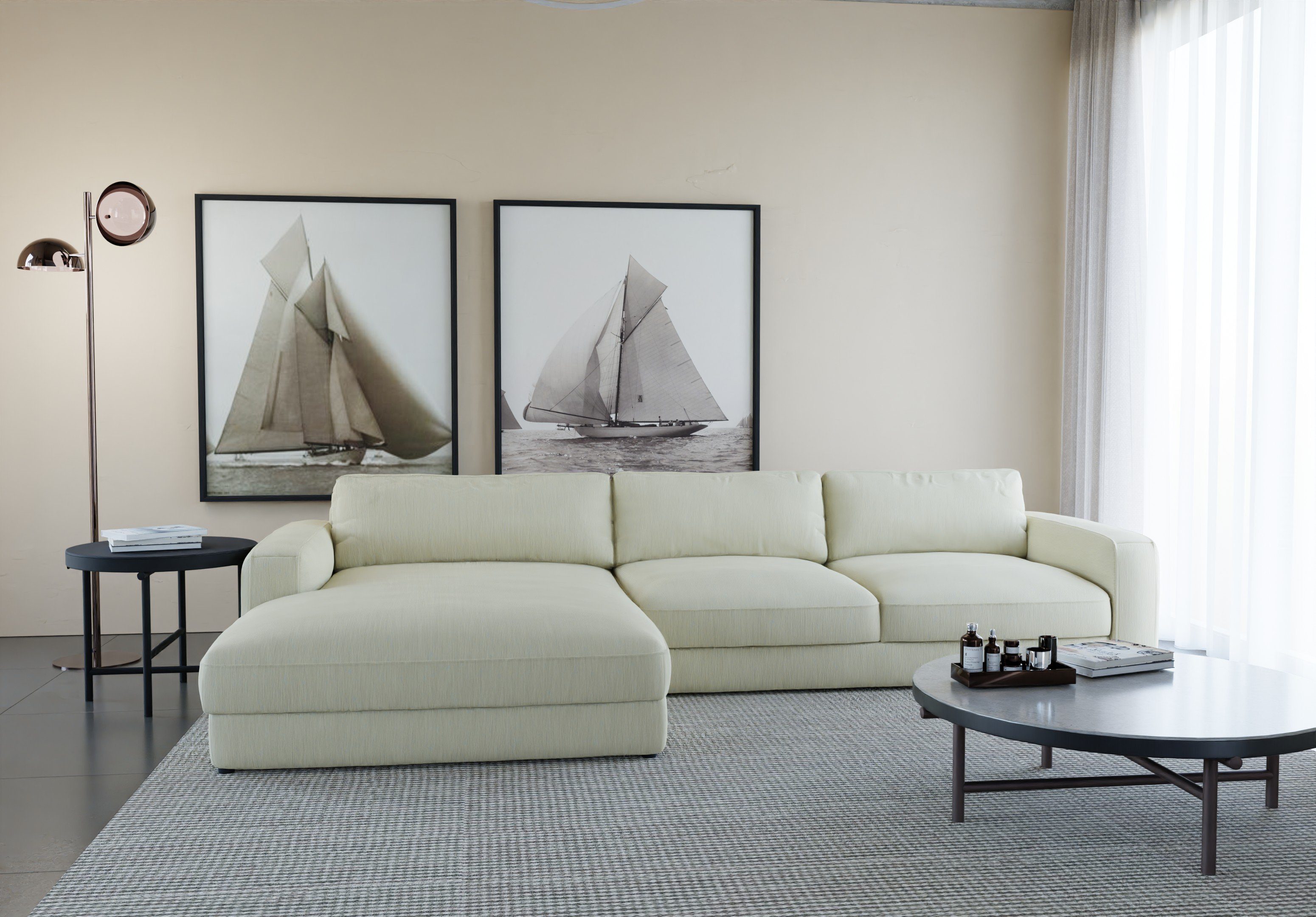 Home affaire Ecksofa Bloomfield, elegant, viel Platz, Mega Couch, Breite 303cm, L-Form, extra tiefe Sitzfläche, wahlweise mit Sitztiefenverstellung