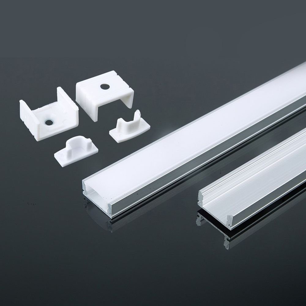 ENERGMiX LED-Stripe-Profil 2 Meter Alu Profile Alu Schiene Profil mit Milchglas Abdeckung Kanal, Profil Kanal LED Leiste 200cm inkl. Clips und Endkappen