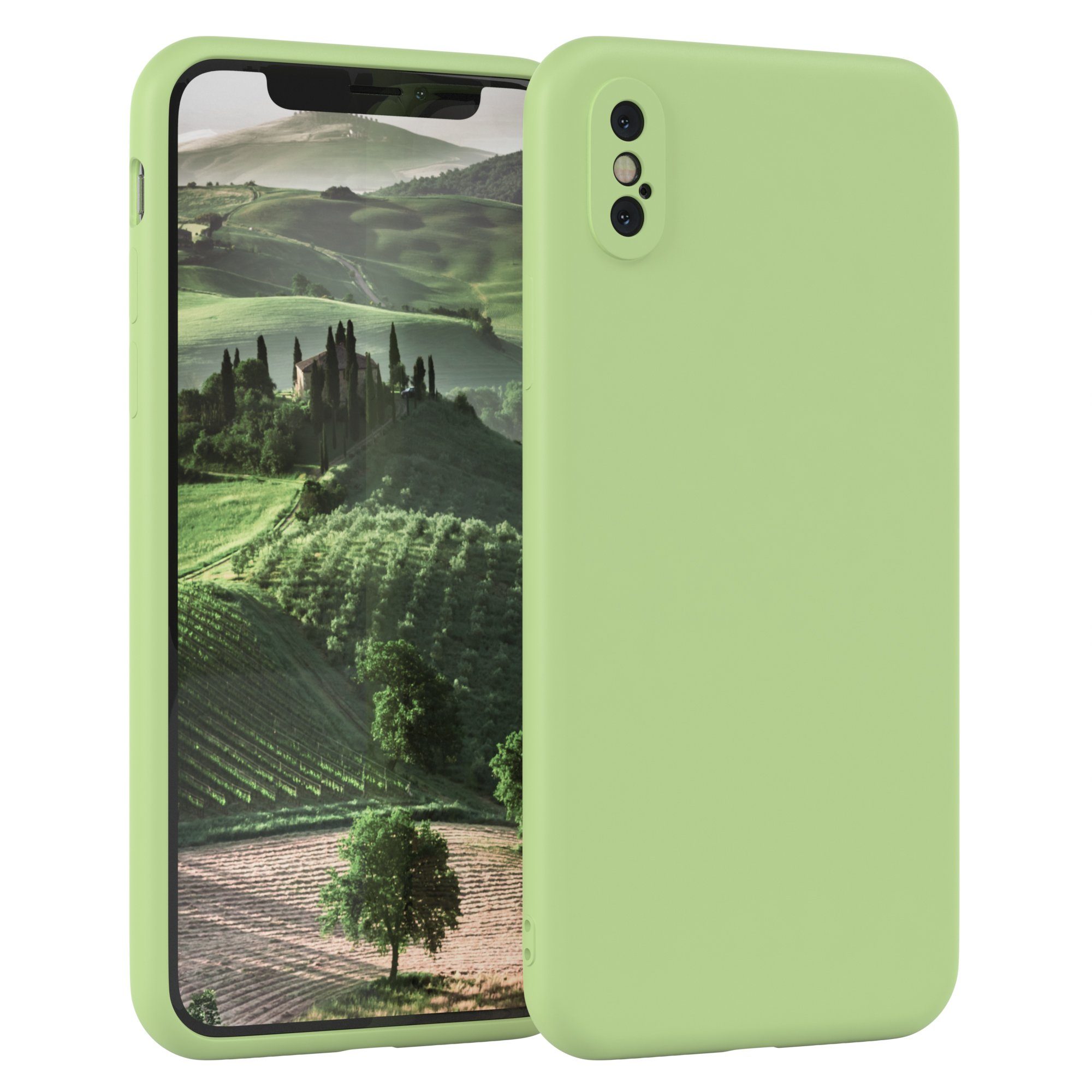 EAZY CASE Handyhülle für Apple iPhone X / XS Hülle Silikon 5,8 Zoll, Smart Slimcover Matt Silikon Schutzhülle mit Kameraschutz tpu Grün