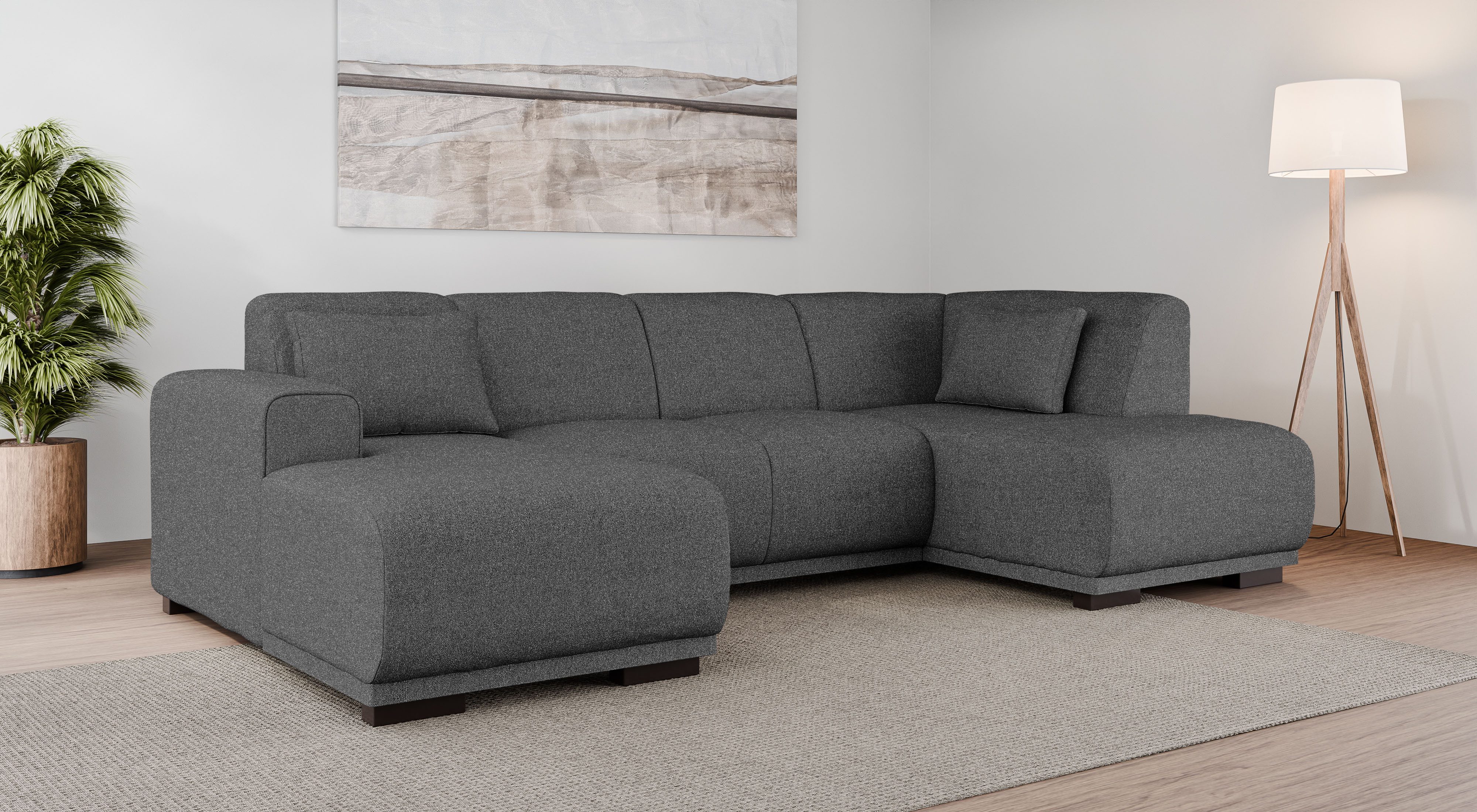 Home affaire Wohnlandschaft BORNHOLM U-Form mit Recamiere rechts/links, B/T/H: 300/162/85 cm, U-Form mit Wellenunterfederung, Recamiere rechts oder links bestellbar