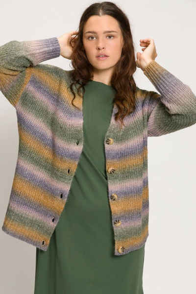 Studio Untold Strickjacke Strickjacke weit geschnitten V-Ausschnitt Langarm