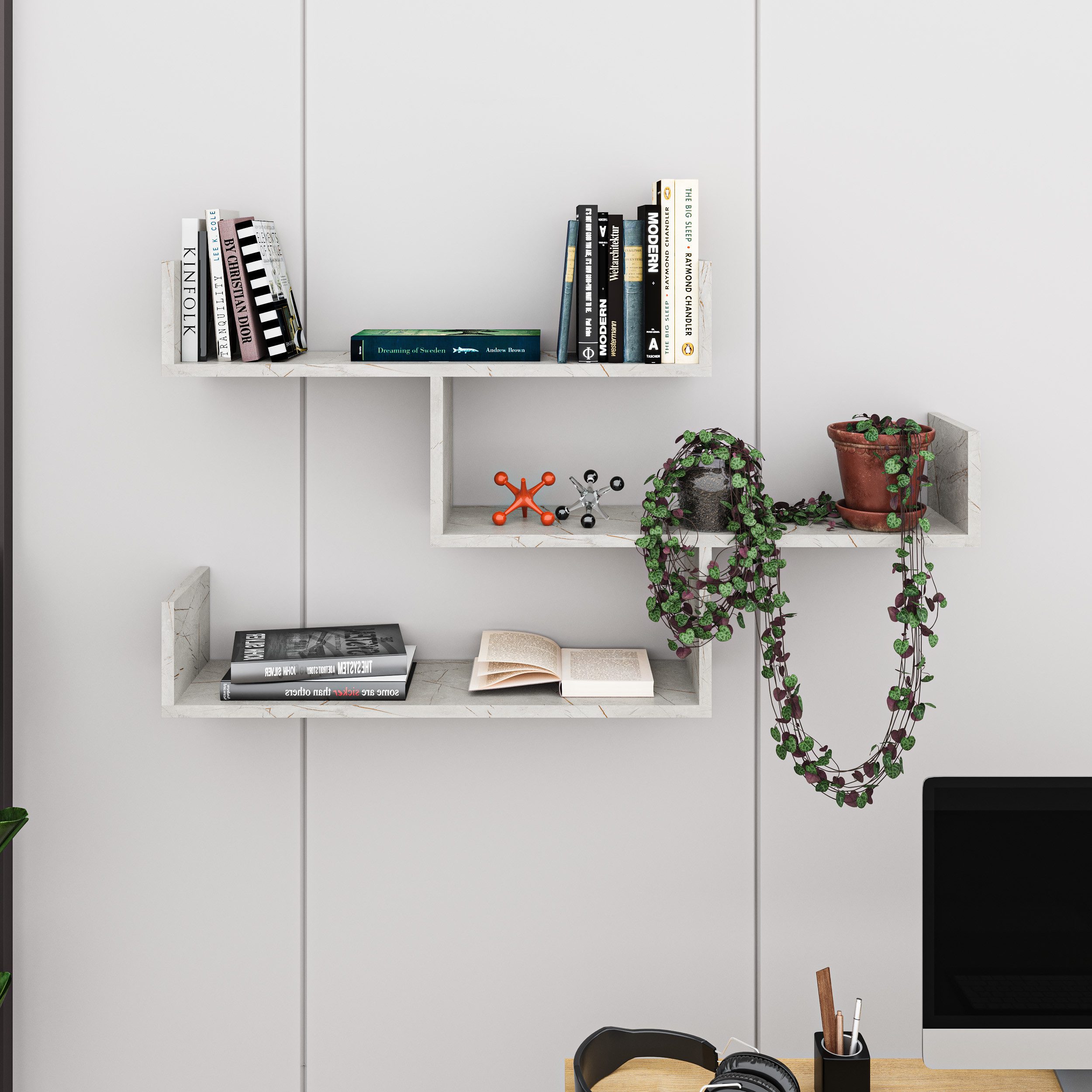 Decortie Bücherregal Tibet, Wandregal Modernes Bücherregal, günstig online kaufen