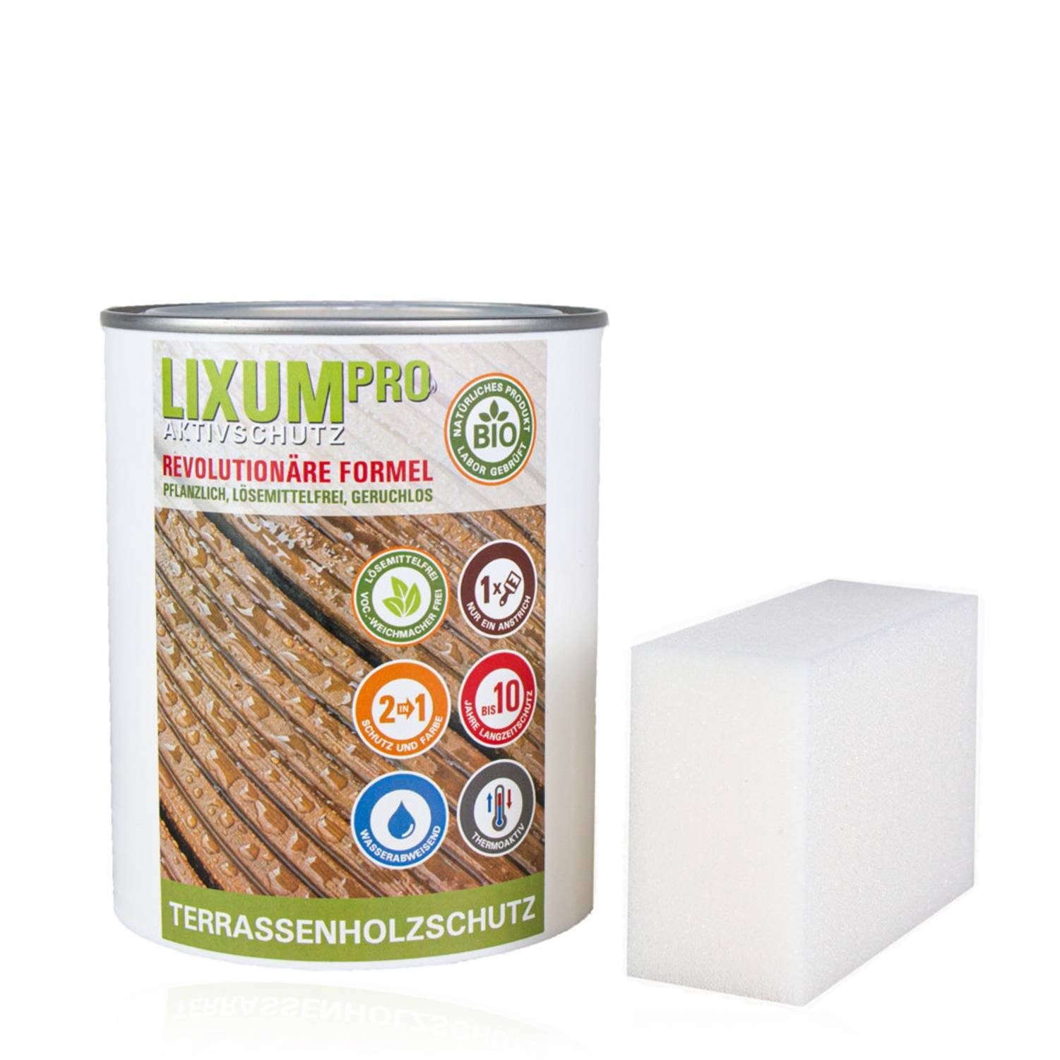 LIXUM Holzschutzlasur LIXUM Pro Biologischer Terassenholzschutz Schwarzbraun