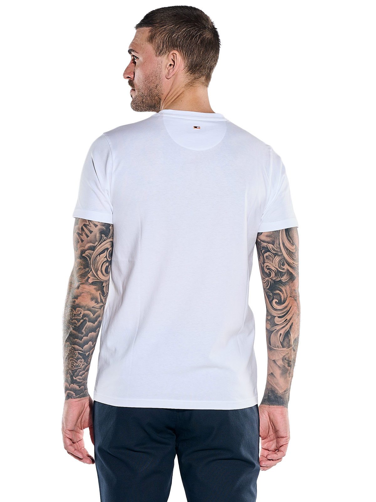 emilio adani T-Shirt Herren Sportives T-Shirt mit Druck, Reinweiss