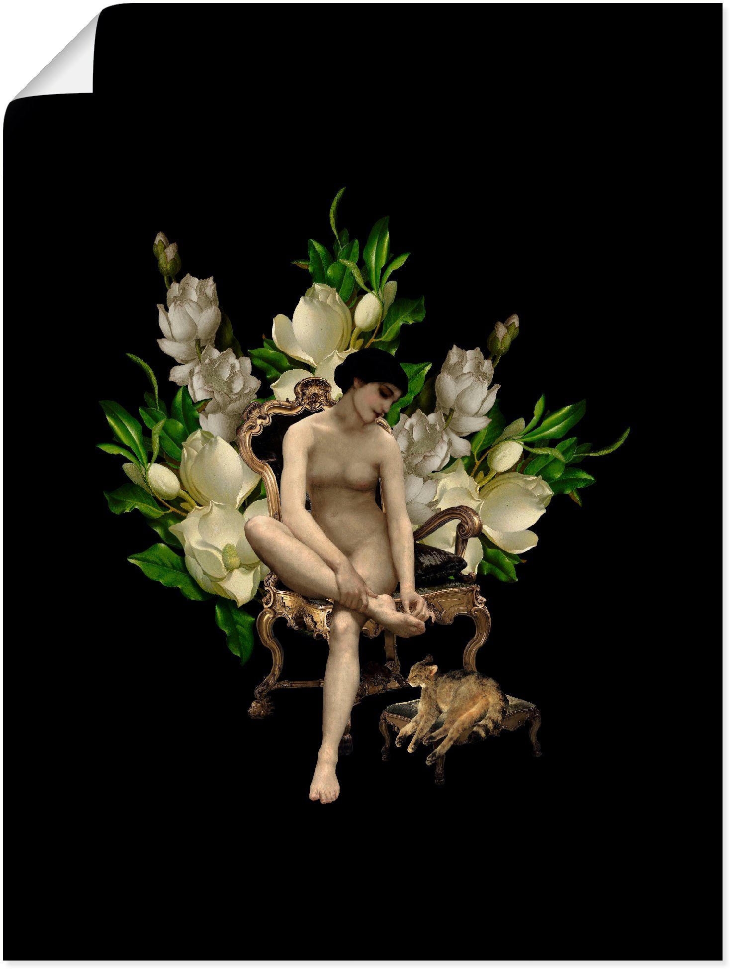 Artland Wandbild »Venus mit Katze und Magnolien«, Gottes Bilder (1 Stück), in vielen Größen & Produktarten - Alubild / Outdoorbild für den Außenbereich, Leinwandbild, Poster, Wandaufkleber / Wandtattoo auch für Badezimmer geeignet-Otto